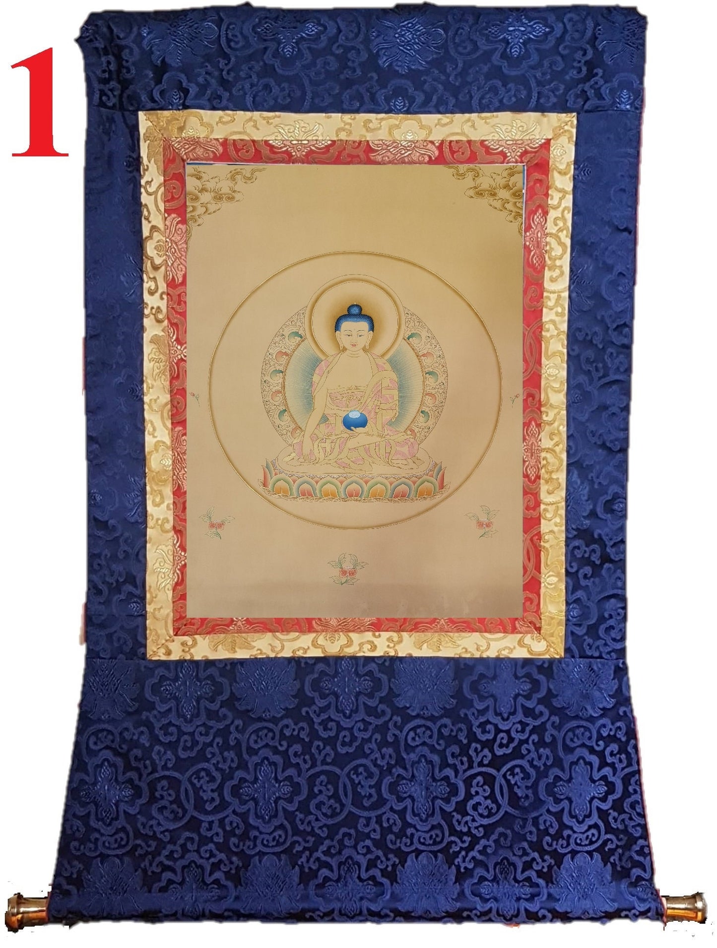 195. Shakyamuni Buddha Thangka (Thanka). Free Brocade / Free Shipping.