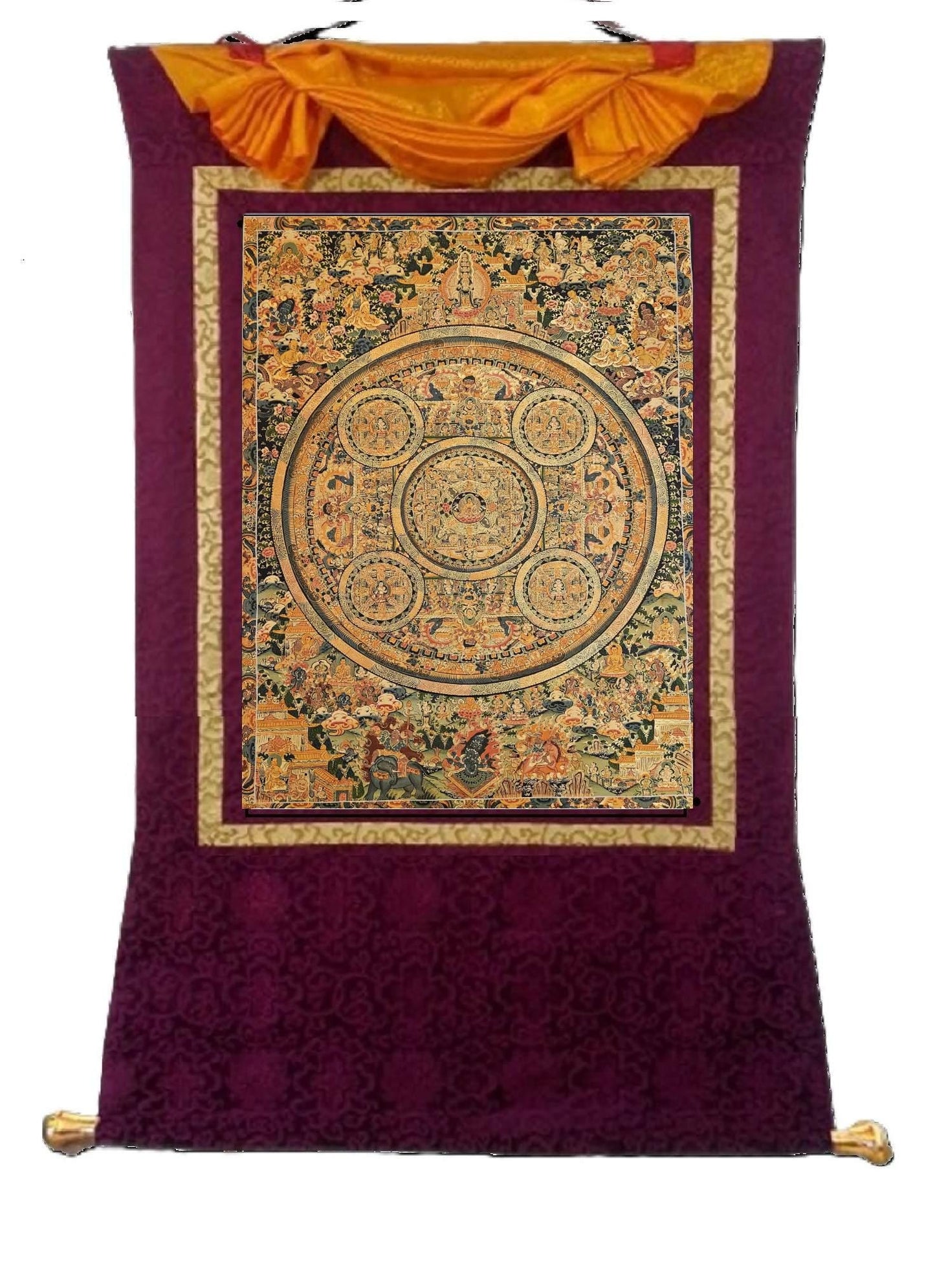 380. Large Buddha Mandala Thangka (Thanka). Free Brocade / Free Shipping.