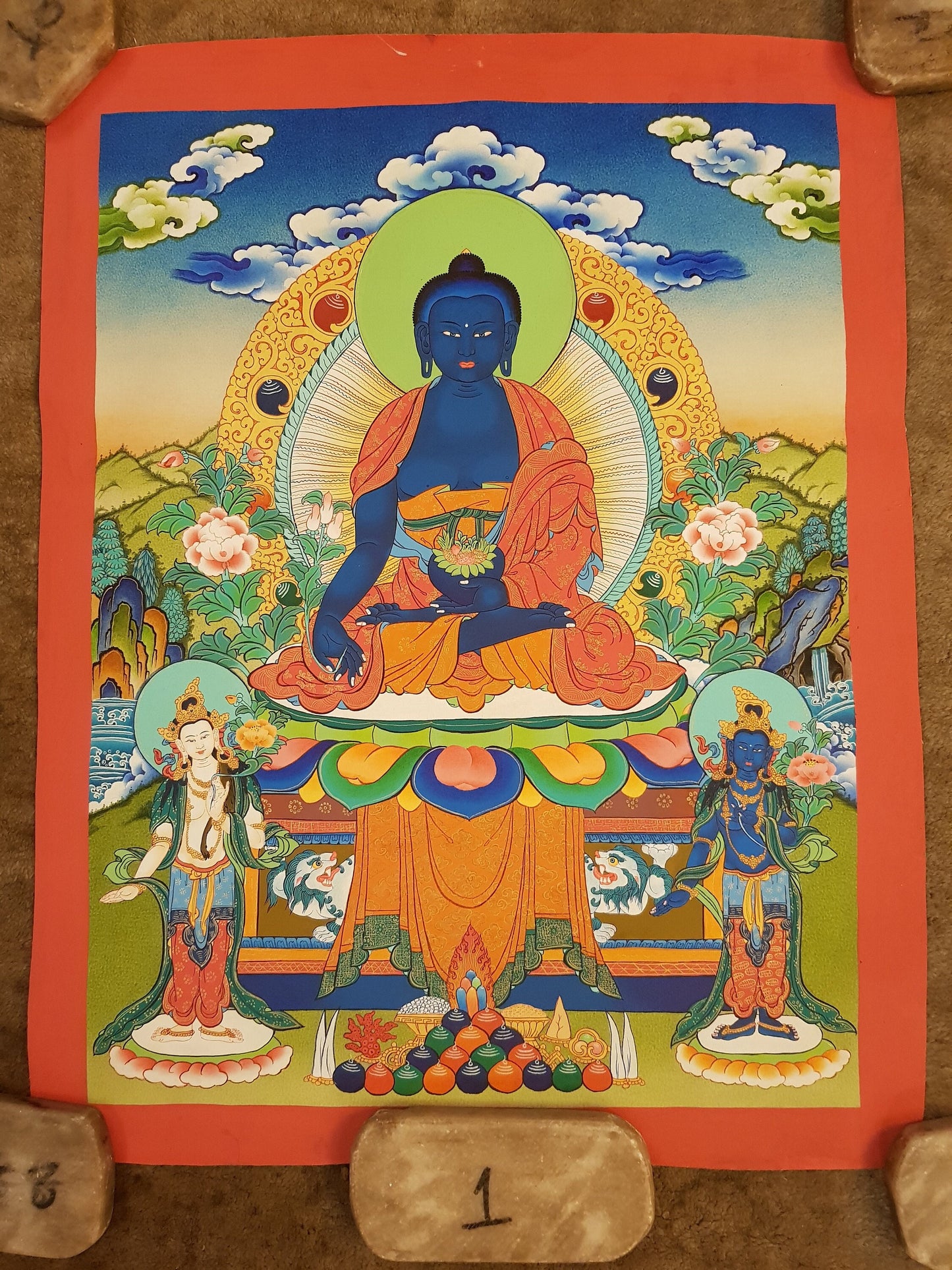 86. Medicine Buddha Thanka (Thangka). Free Brocade / Free Shipping.