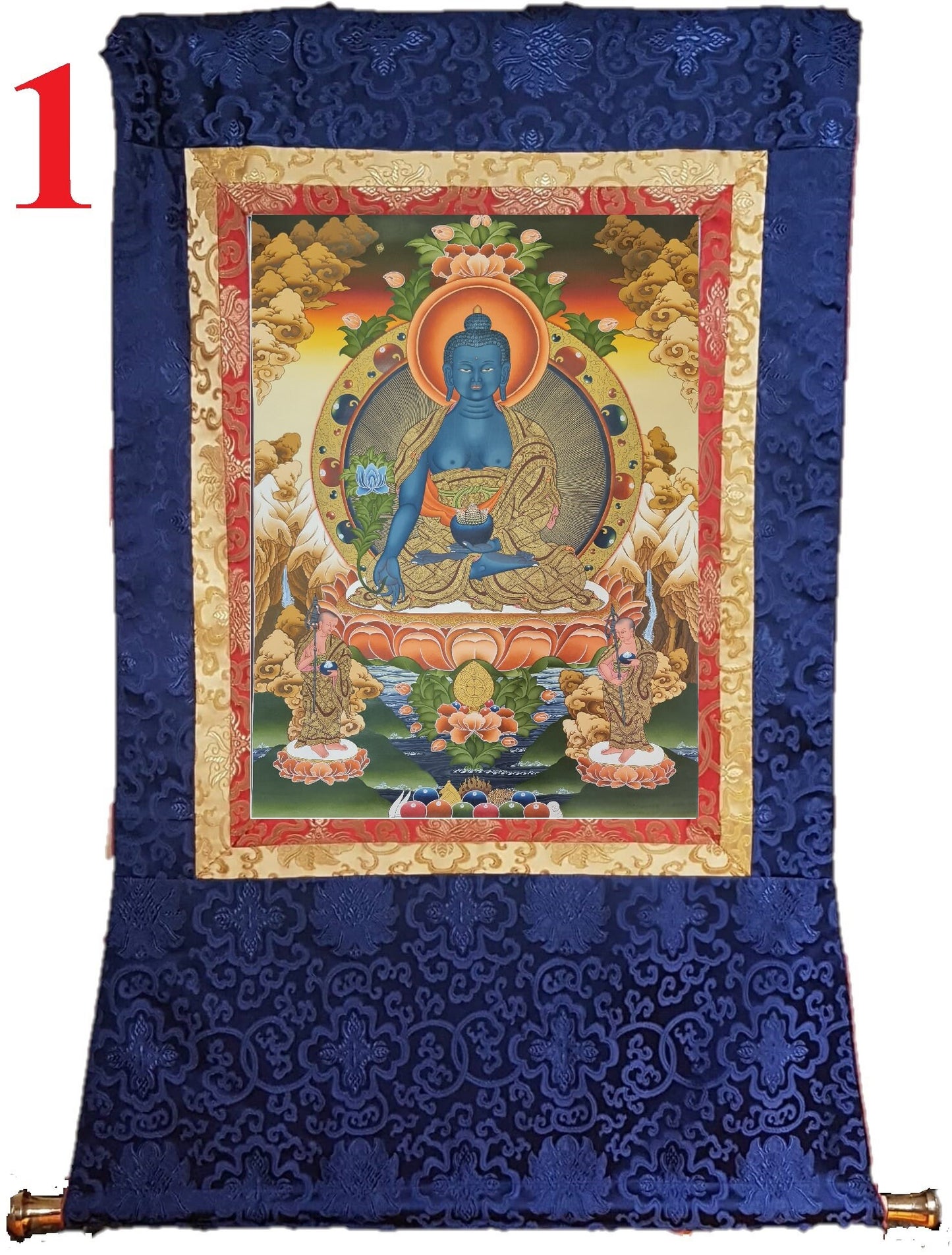 182. Medicine Buddha Thanka (Thangka). Free Brocade / Free Shipping.