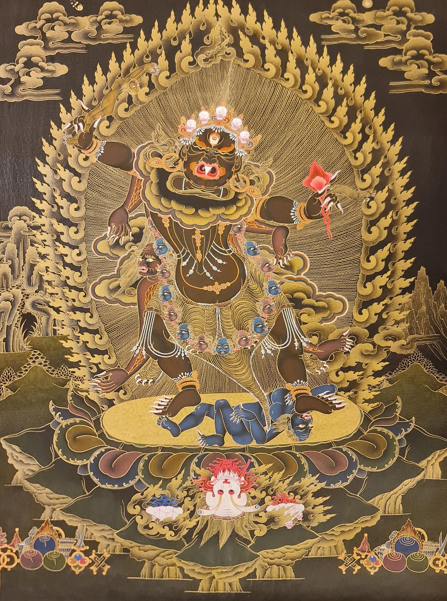 48. Ekajati Tibetan Thangka (Thanka) Painting. Free Brocade / Free Shipping.