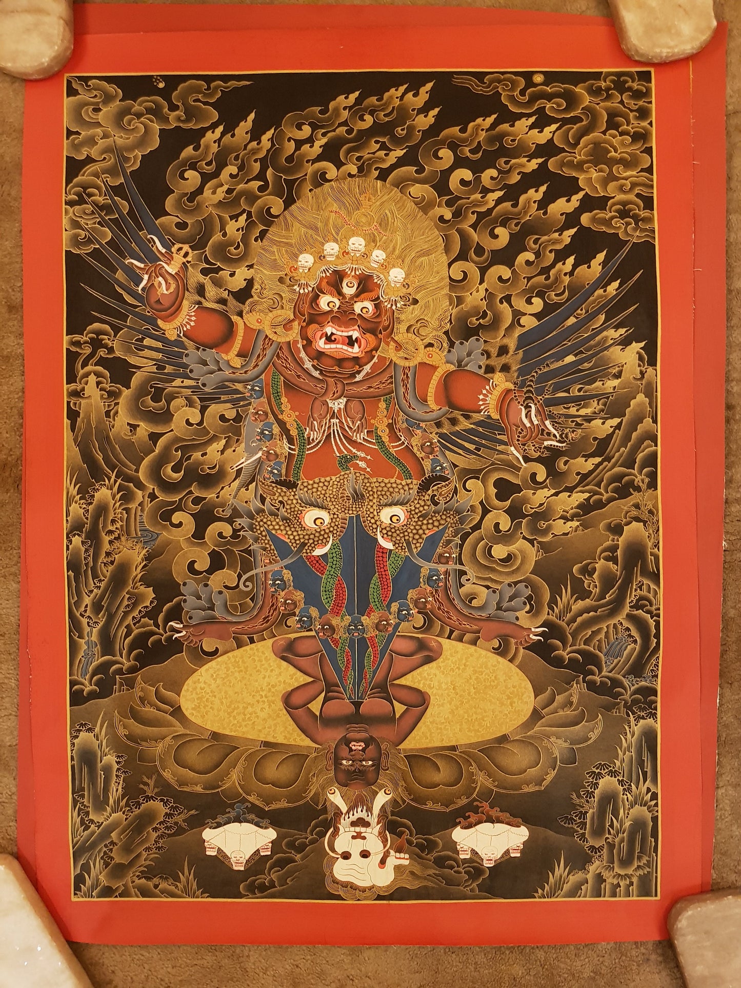 20. Guru Dragpur Thangka (Thanka) Painting. Free Brocade / Free Shipping.