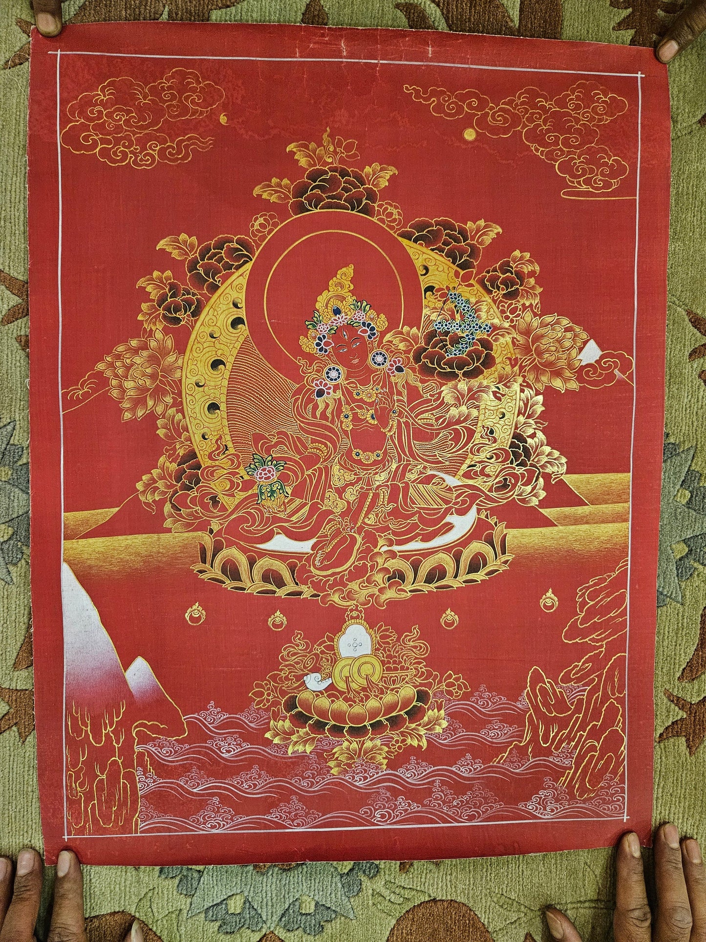 337. Red Tara Thangka (Thanka).  Free Brocade / Free Shipping.