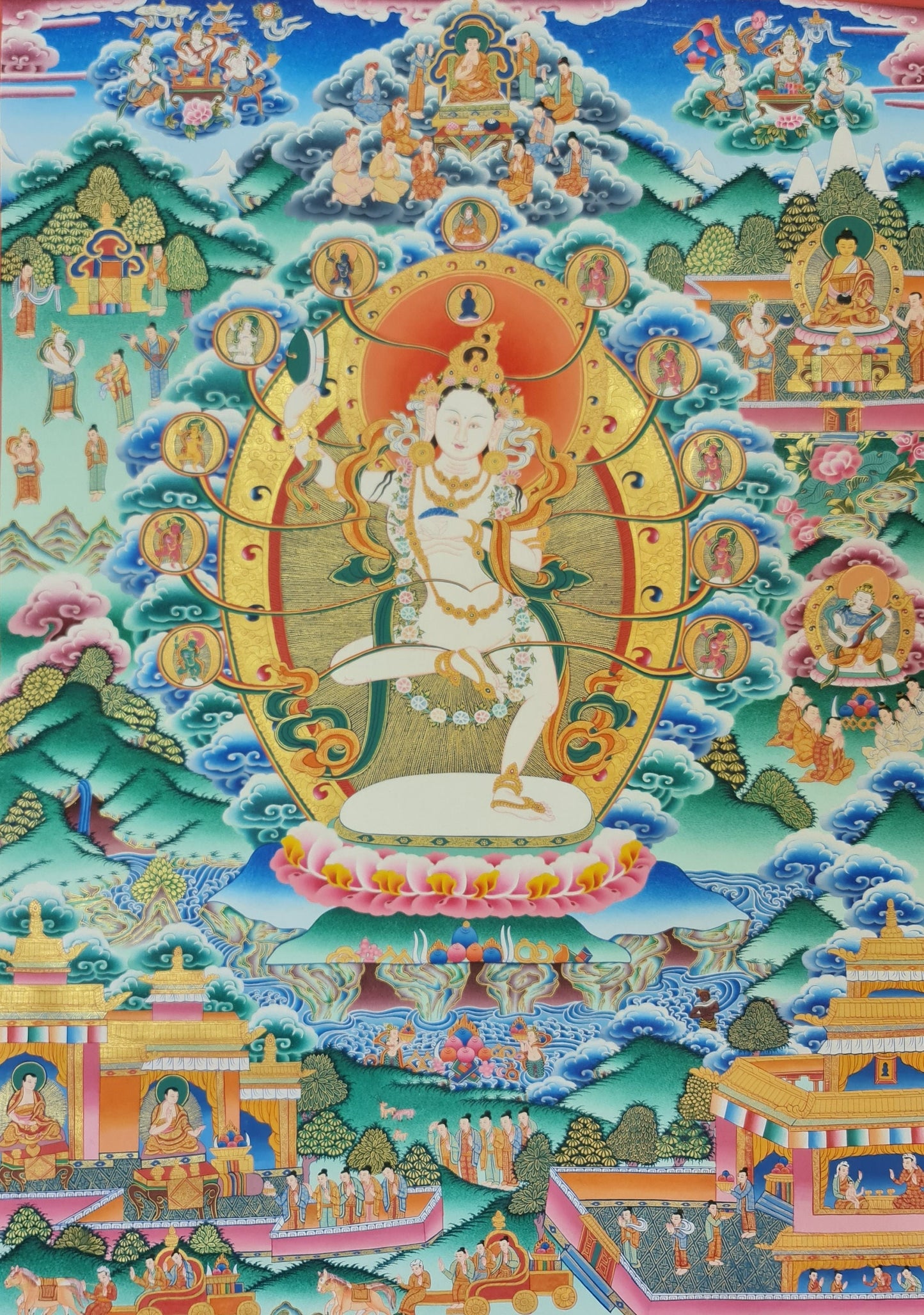 204. Machig Labdron for Chod Practice Thangka (Thanka). Free Brocade / Free Shipping.
