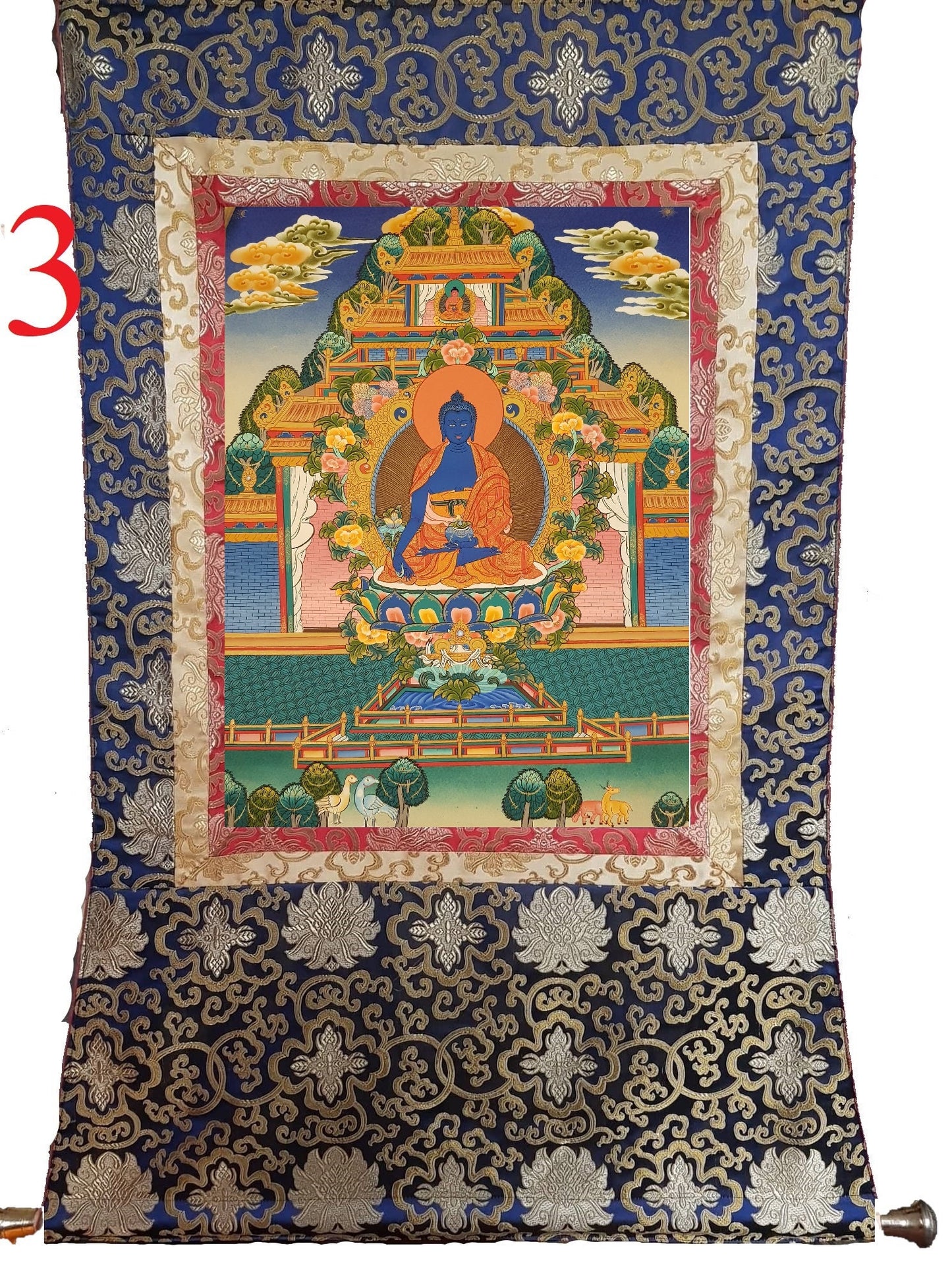 88. Medicine Buddha Thanka (Thangka). Free Brocade / Free Shipping.