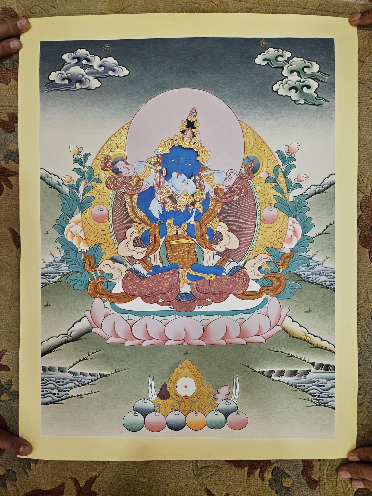 357. Dorje Chang Vajradhara Consort Thangka (Thanka). Free Brocade / Free Shipping.