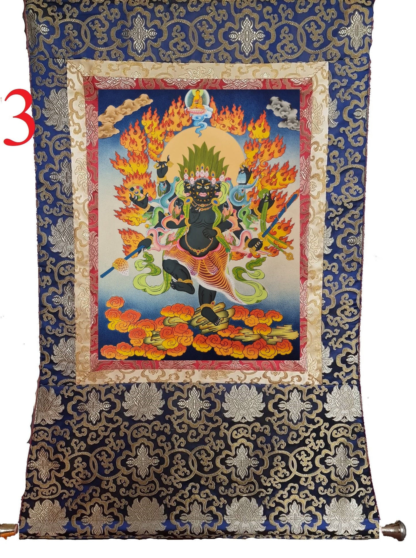 277. Aakash Bhairav Thanka (Thangka). Free Brocade / Free Shipping.