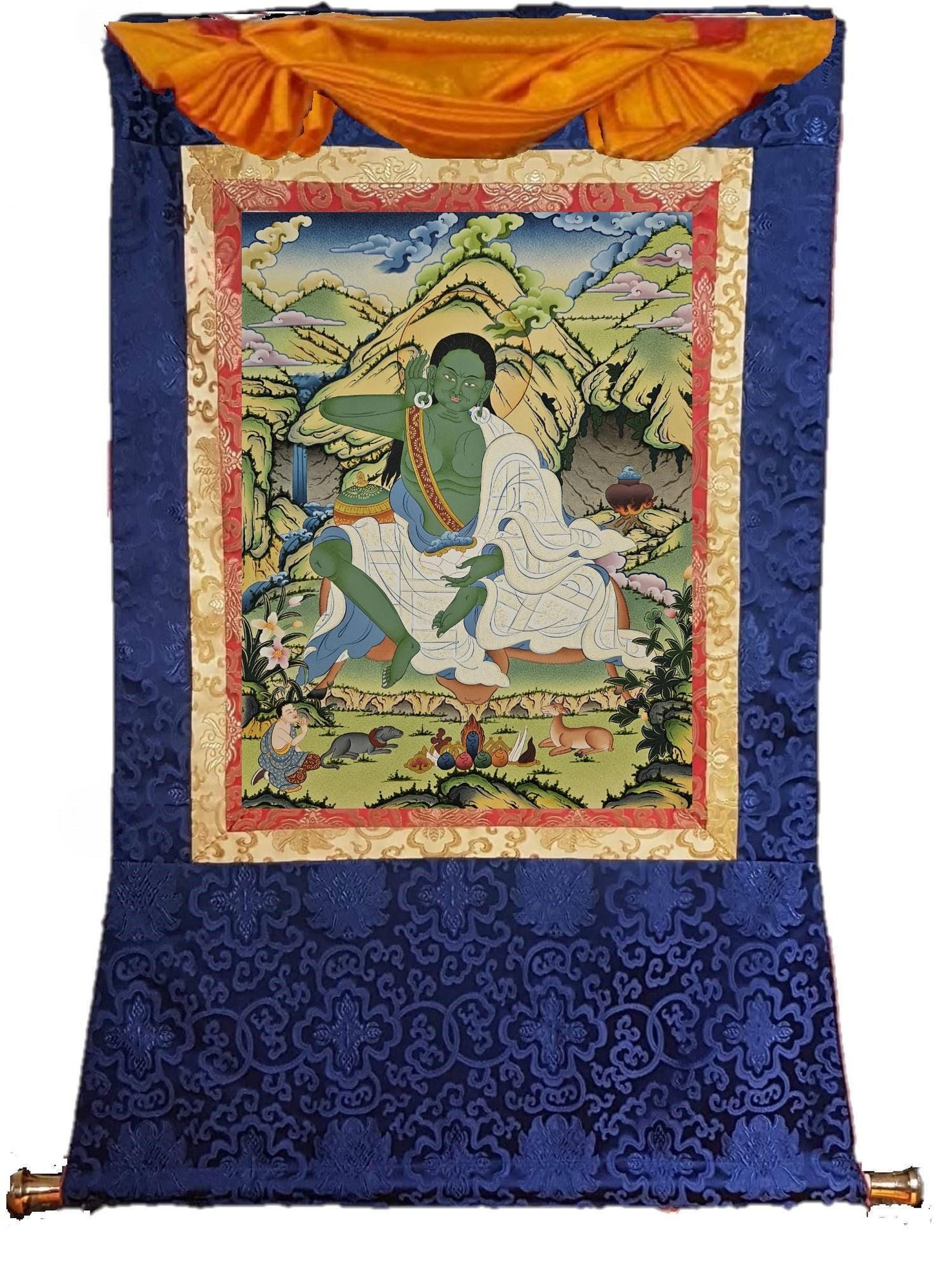 398. Milarepa Thangka (Thanka). Free Brocade / Free Shipping.