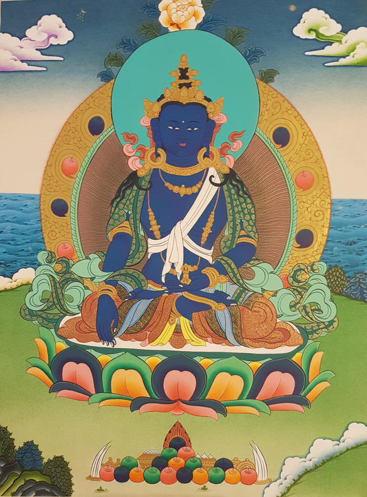 92. Akshobhya (Medukpa) Buddha Thangka (Thanka). Free Brocade / Free Shipping.