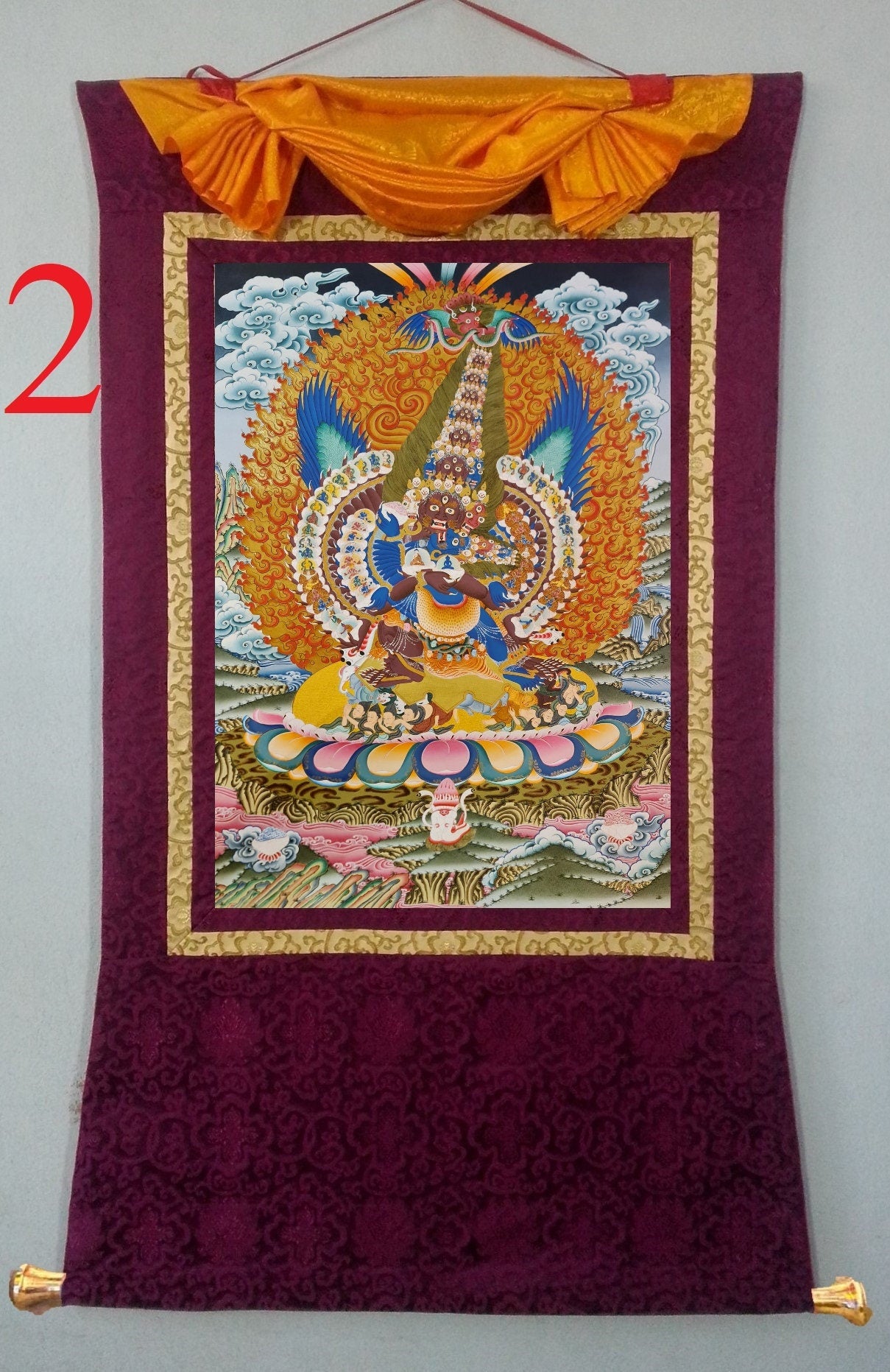 287. Kagye Chemchok Heruka Thanka (Thangka). Free Brocade / Free Shipping.