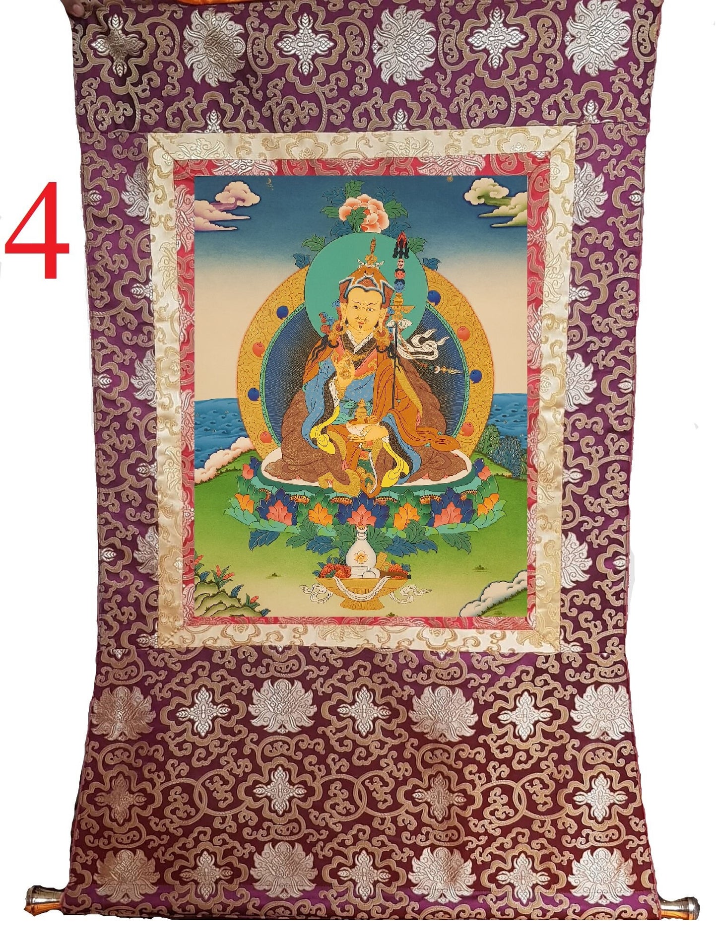 63. Guru Rinpoche Padmasambhava Thanka (Thangka). Free Brocade / Free Shipping.