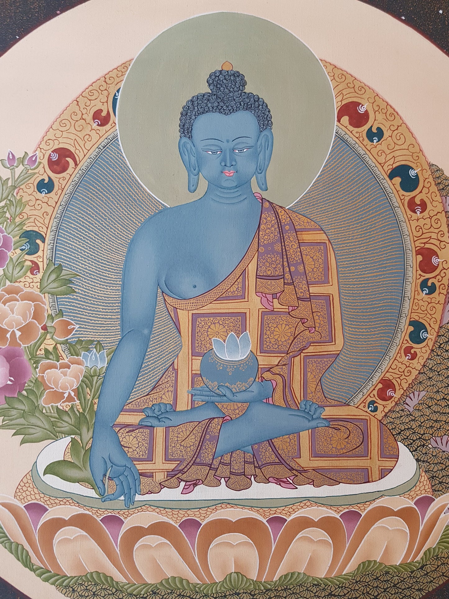 84. Medicine Buddha Thanka (Thangka). Free Brocade / Free Shipping.