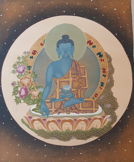 84. Medicine Buddha Thanka (Thangka). Free Brocade / Free Shipping.