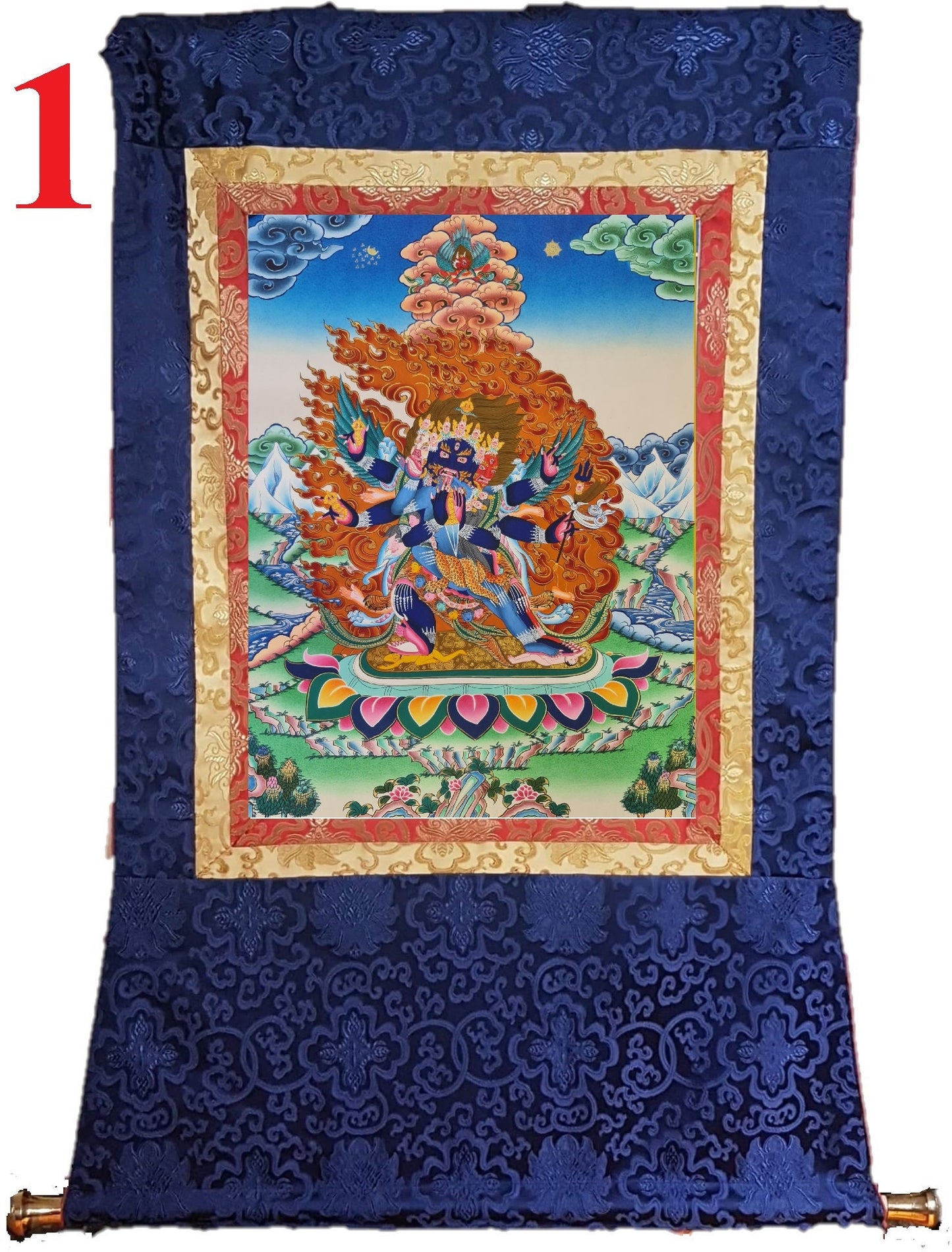 180. Vajra Kilaya (Dorje Phurba) Thanka (Thangka). Free Brocade / Free Shipping.