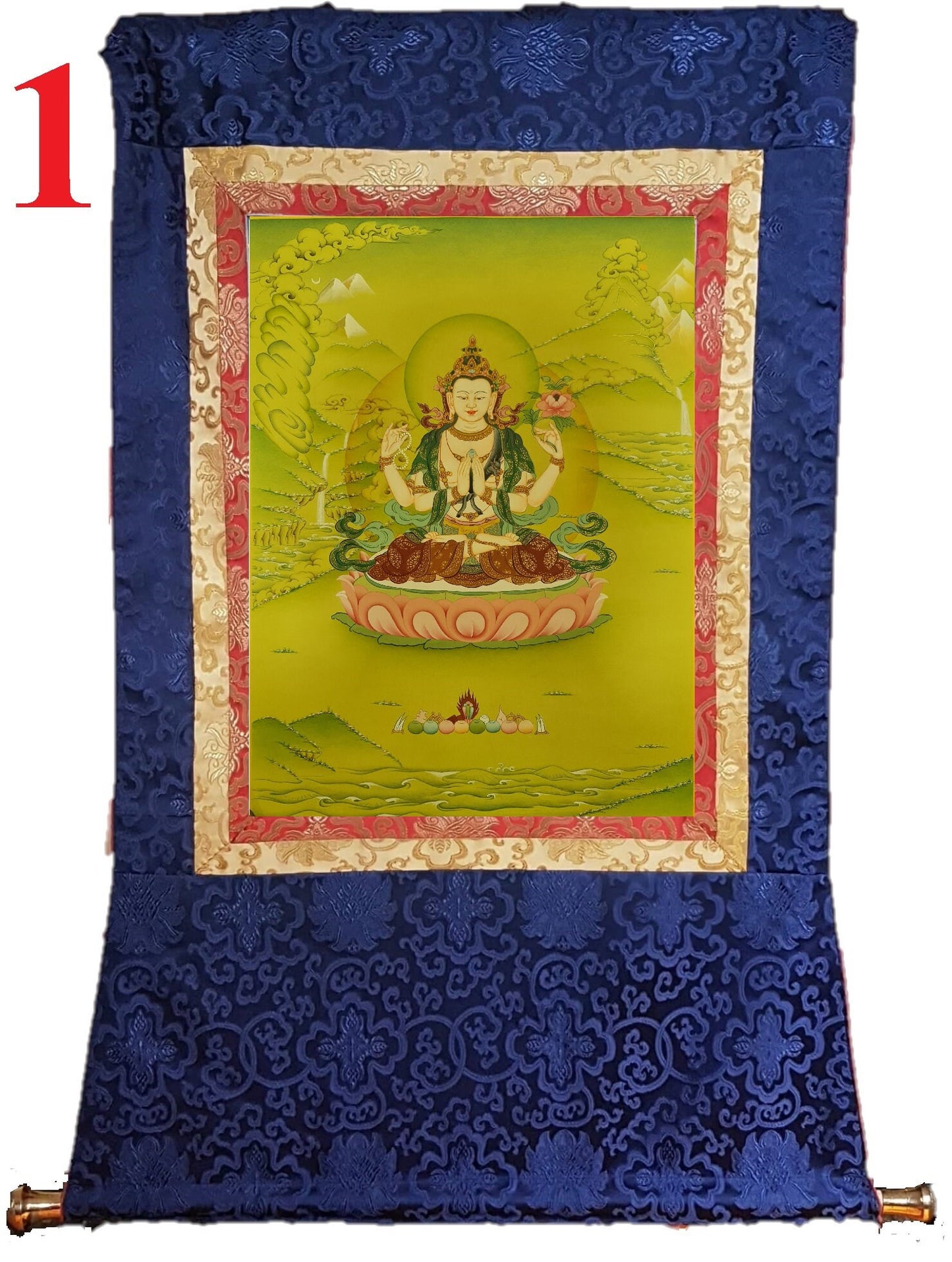 39. Chenrezig Thangka (Thanka). Free Brocade / Free Shipping.