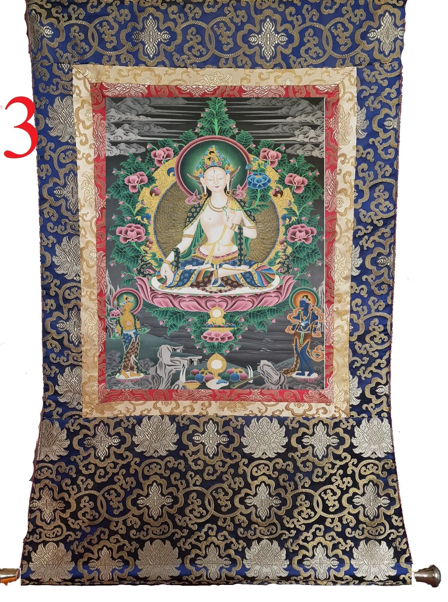 206. White Tara Thangka (Thanka). Free Brocade / Free Shipping.
