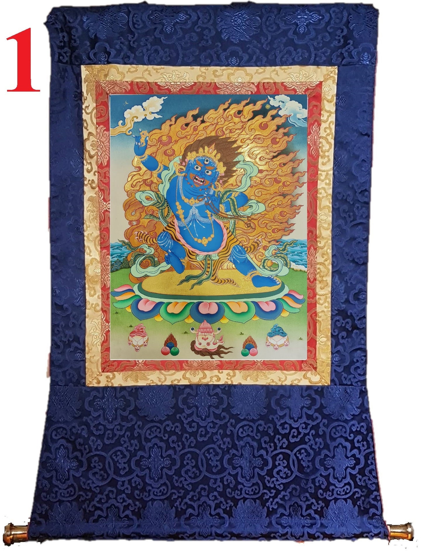 49. Vajrapani Thangka (Thanka).  Free Brocade / Free Shipping.