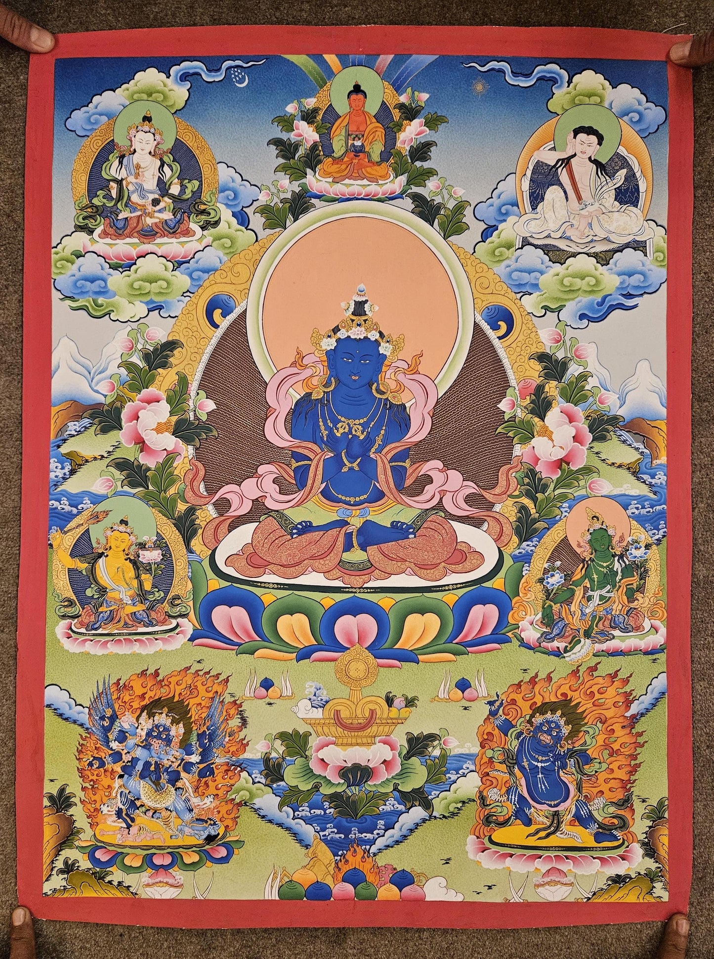 325. Dorje Chang Vajradhara (Thanka).  Free Brocade / Free Shipping.