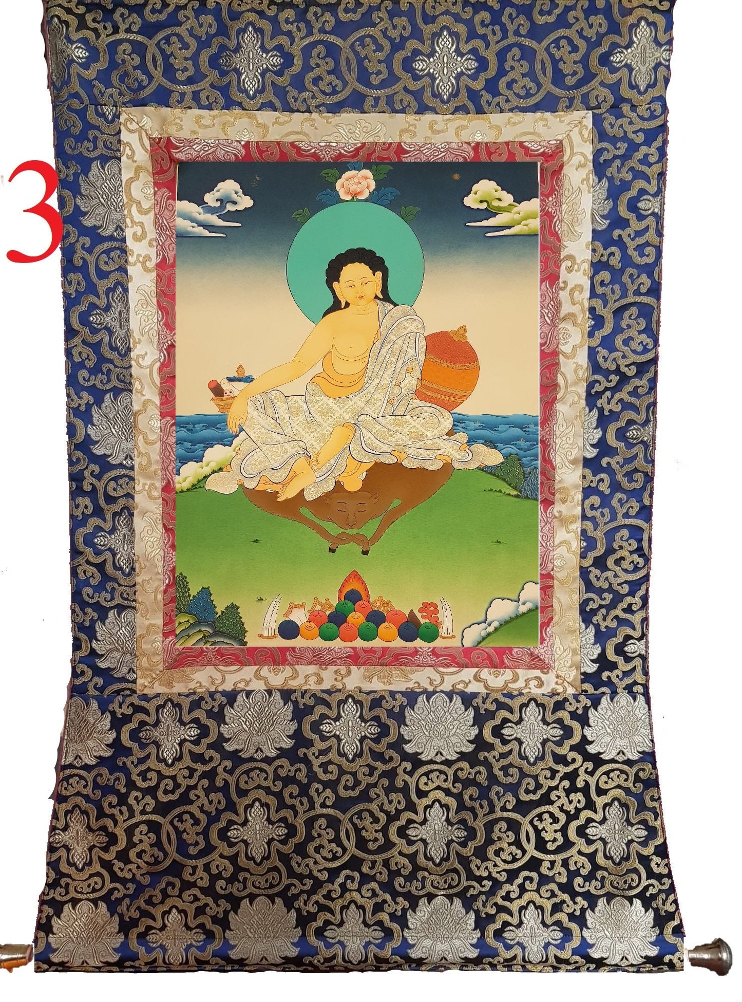 96. Milarepa Thangka (Thanka). Free Brocade / Free Shipping.