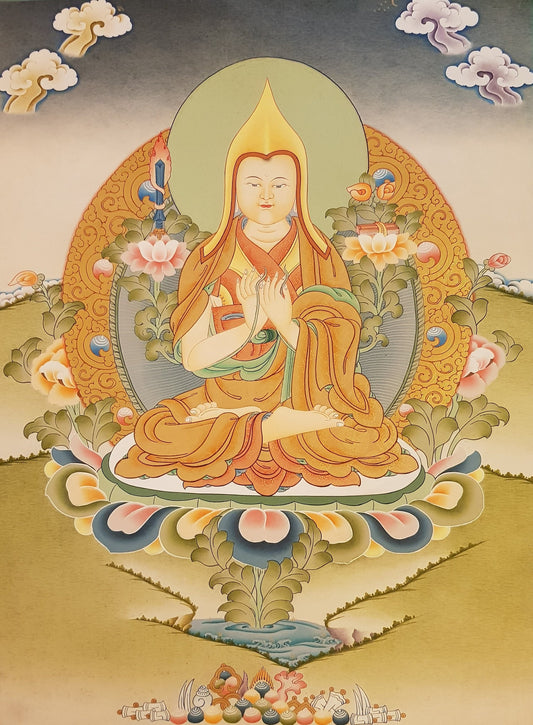 126. Lama Tsongkhapa Thangka (Thanka).  Free Brocade / Free Shipping.