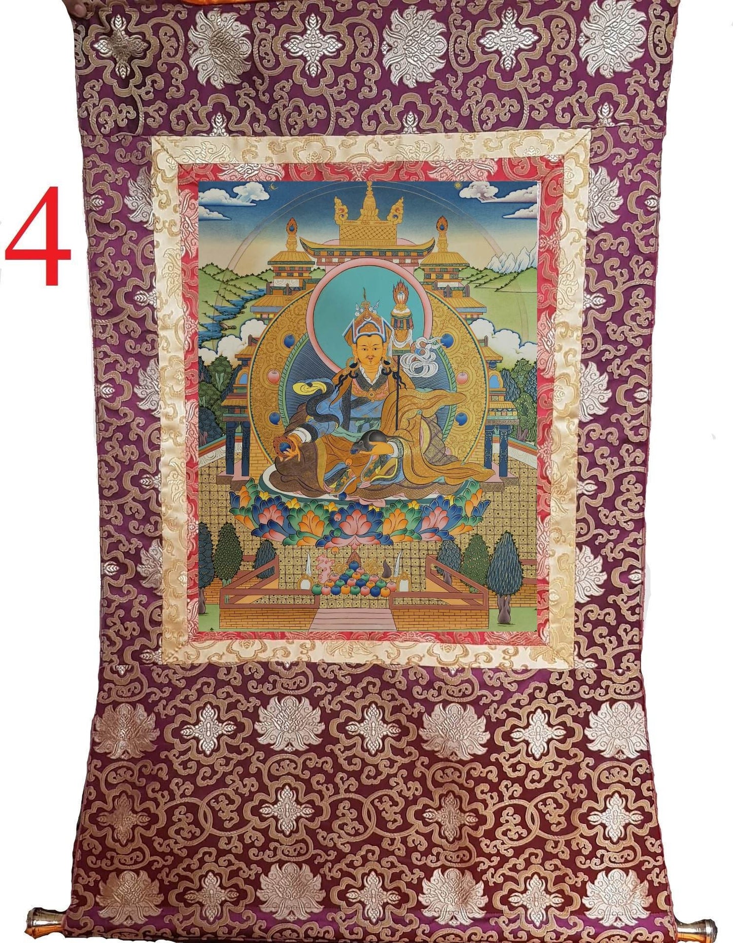 70. Khandro Norlha (Guru Jambhala) Thangka (Thanka). Free Brocade / Free Shipping.