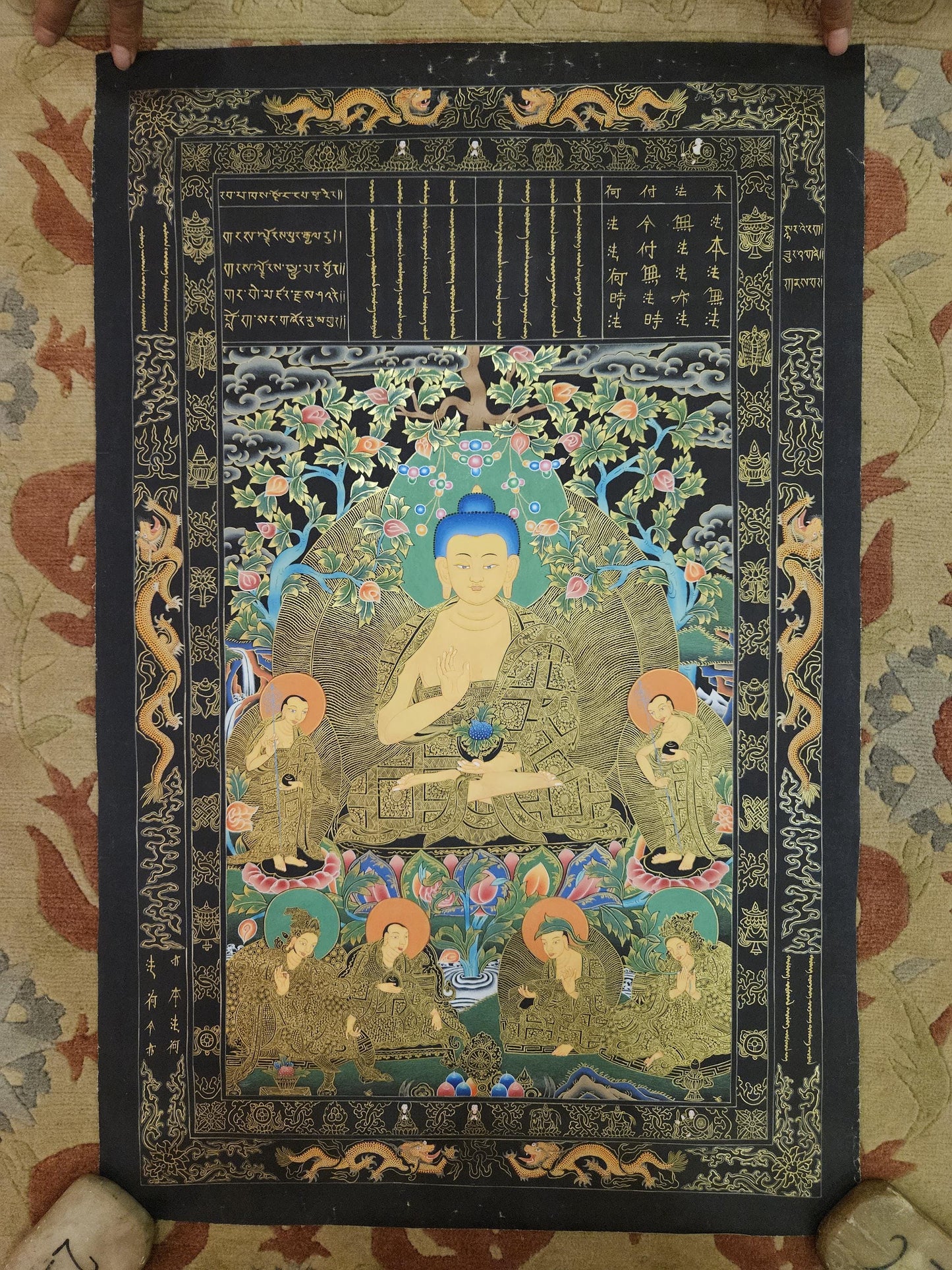 370. Buddha Kanakamuni Konagamana Kanakagamana Thangka (Thanka). Free Brocade / Free Shipping.
