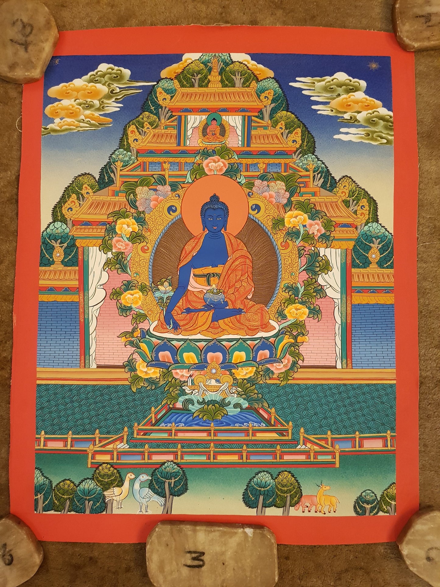 88. Medicine Buddha Thanka (Thangka). Free Brocade / Free Shipping.