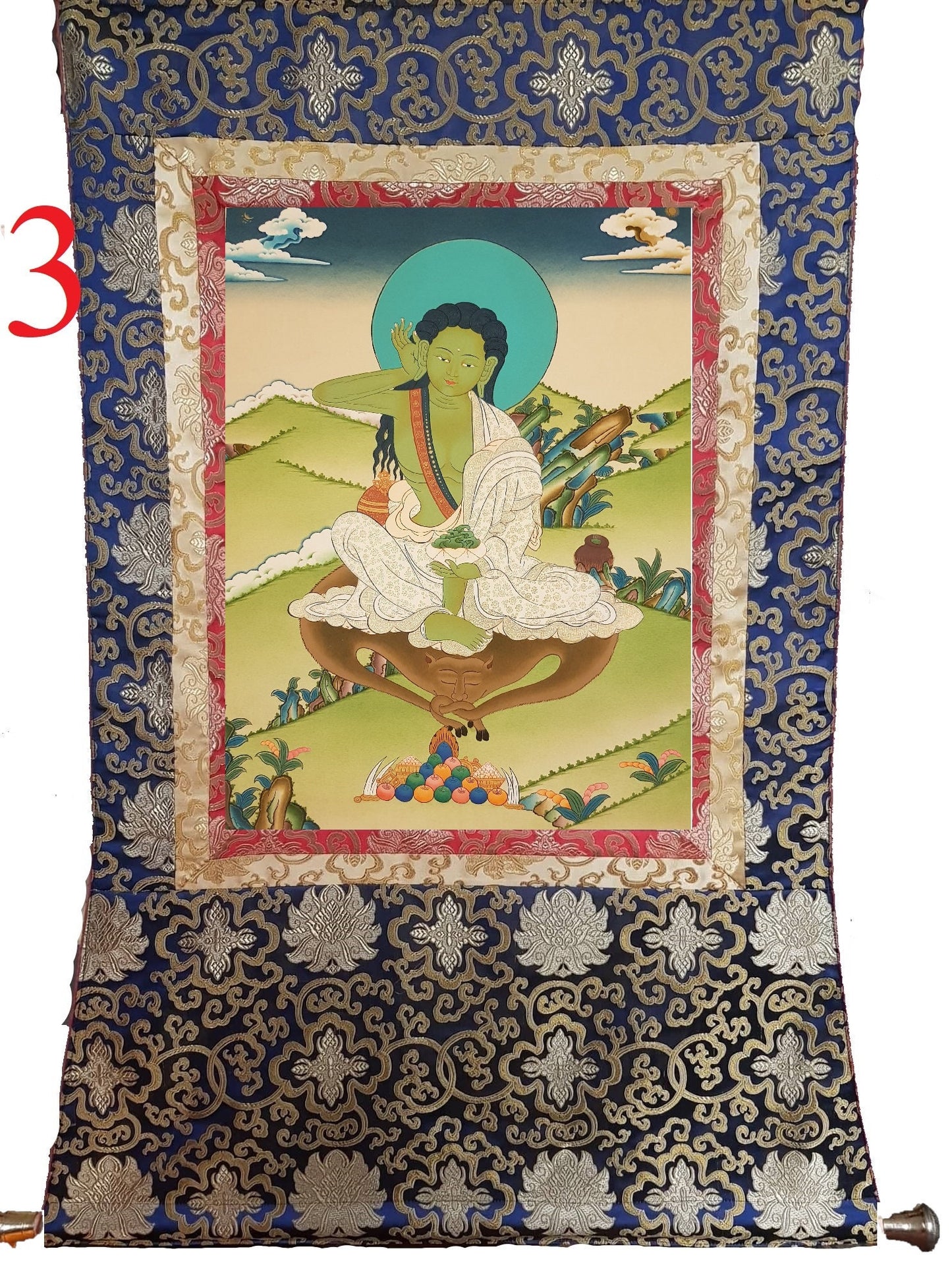 95. Milarepa Thangka (Thanka). Free Brocade / Free Shipping.