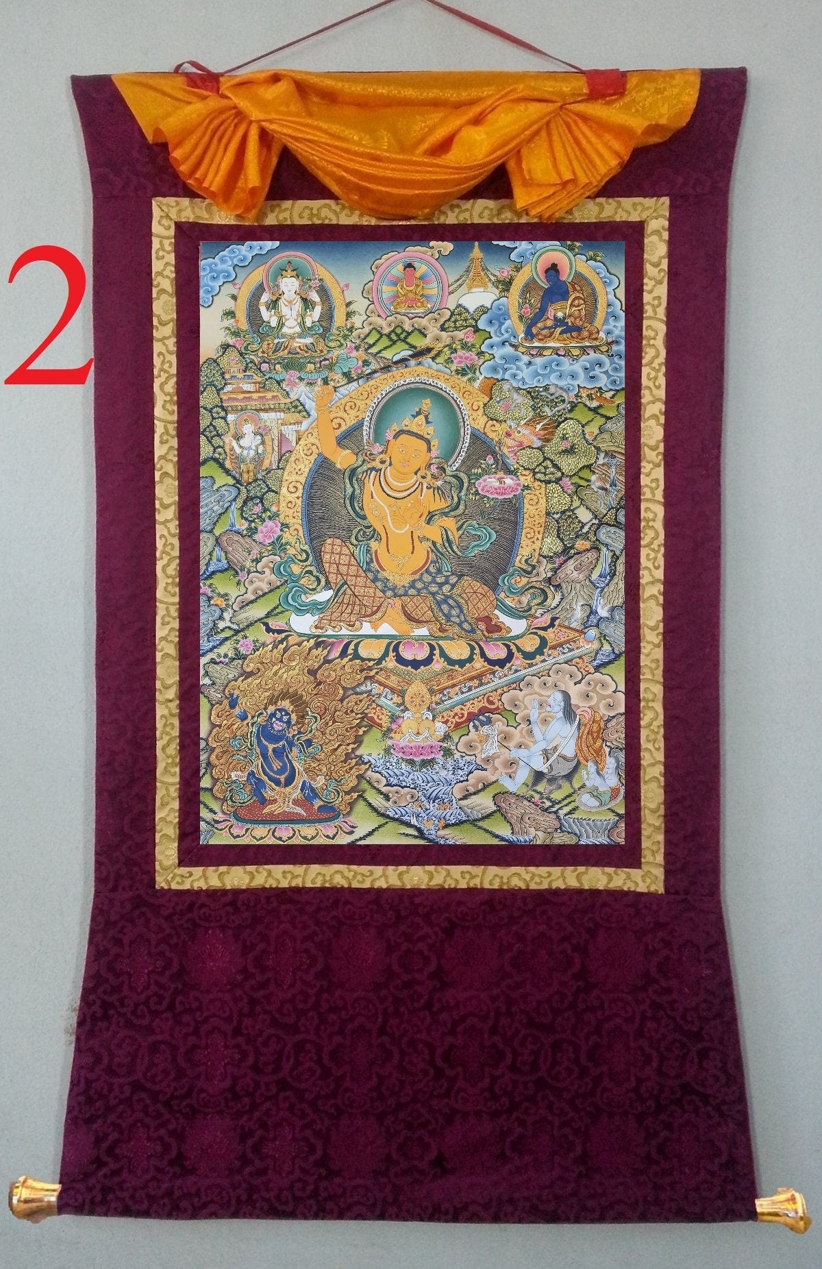 192. Manjushree (Manjushri) Thangka (Thanka). Free Brocade / Free Shipping.
