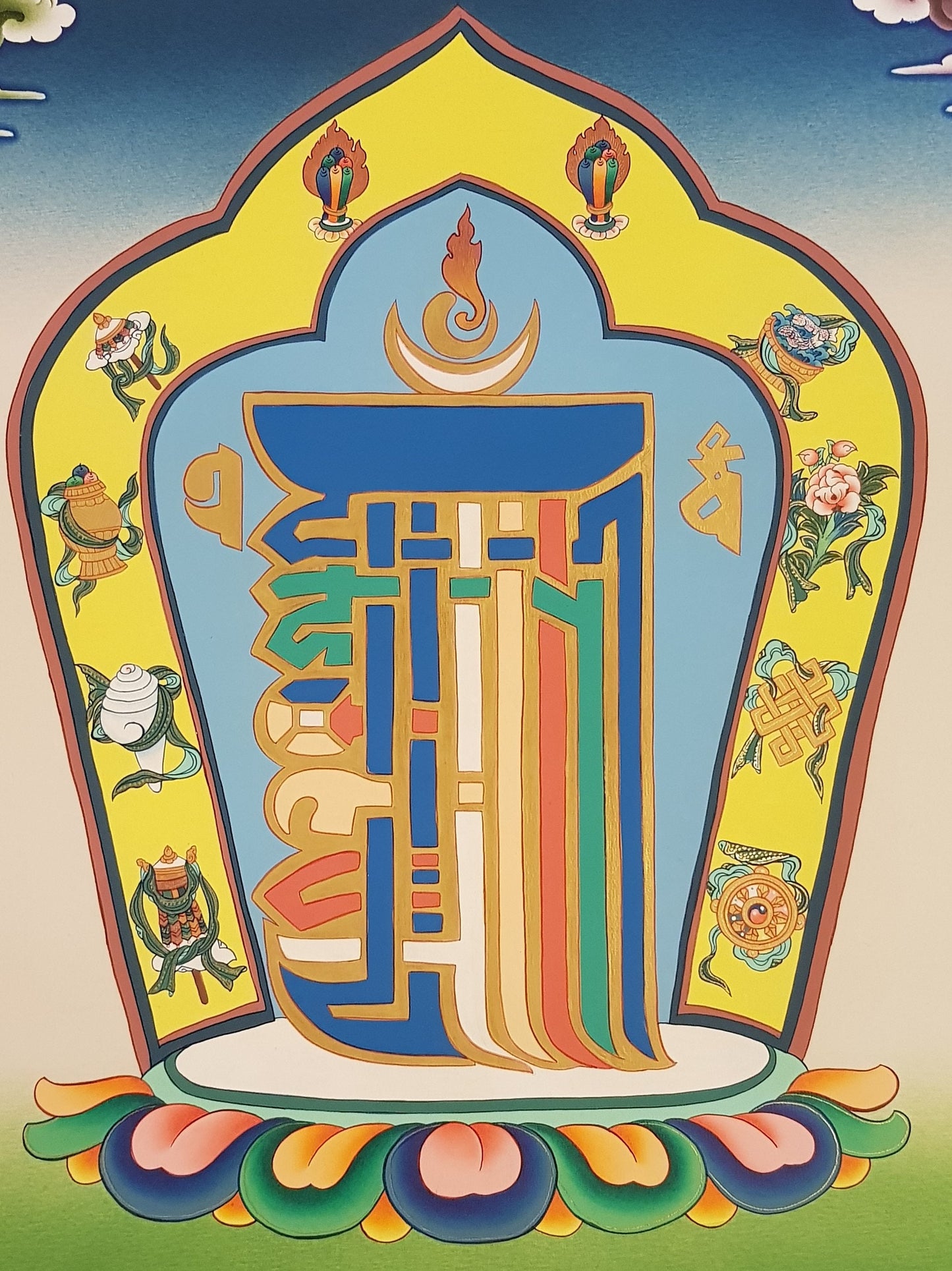 72. Kalachakra Alphabet Thangka (Thanka). Free Brocade / Free Shipping.