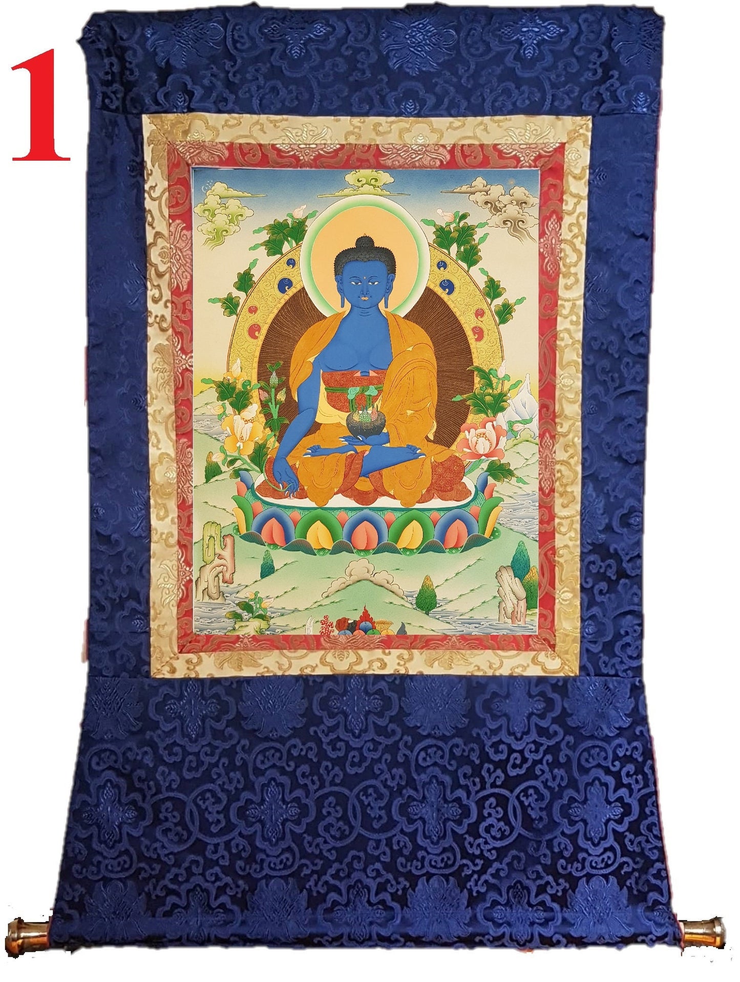 85. Medicine Buddha Thanka (Thangka). Free Brocade / Free Shipping.