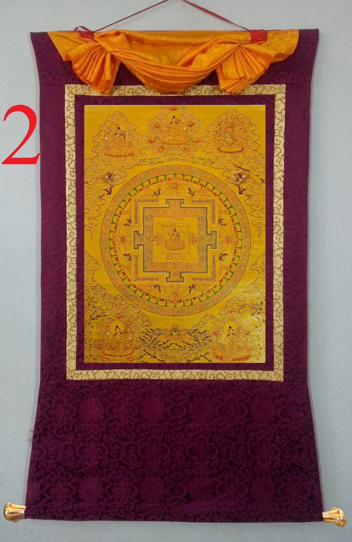 215. Manjushree (Manjushri) Mandala Thangka (Thanka). Free Brocade / Free Shipping.