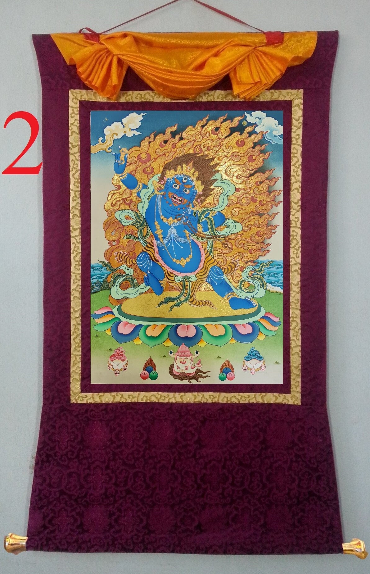 49. Vajrapani Thangka (Thanka).  Free Brocade / Free Shipping.