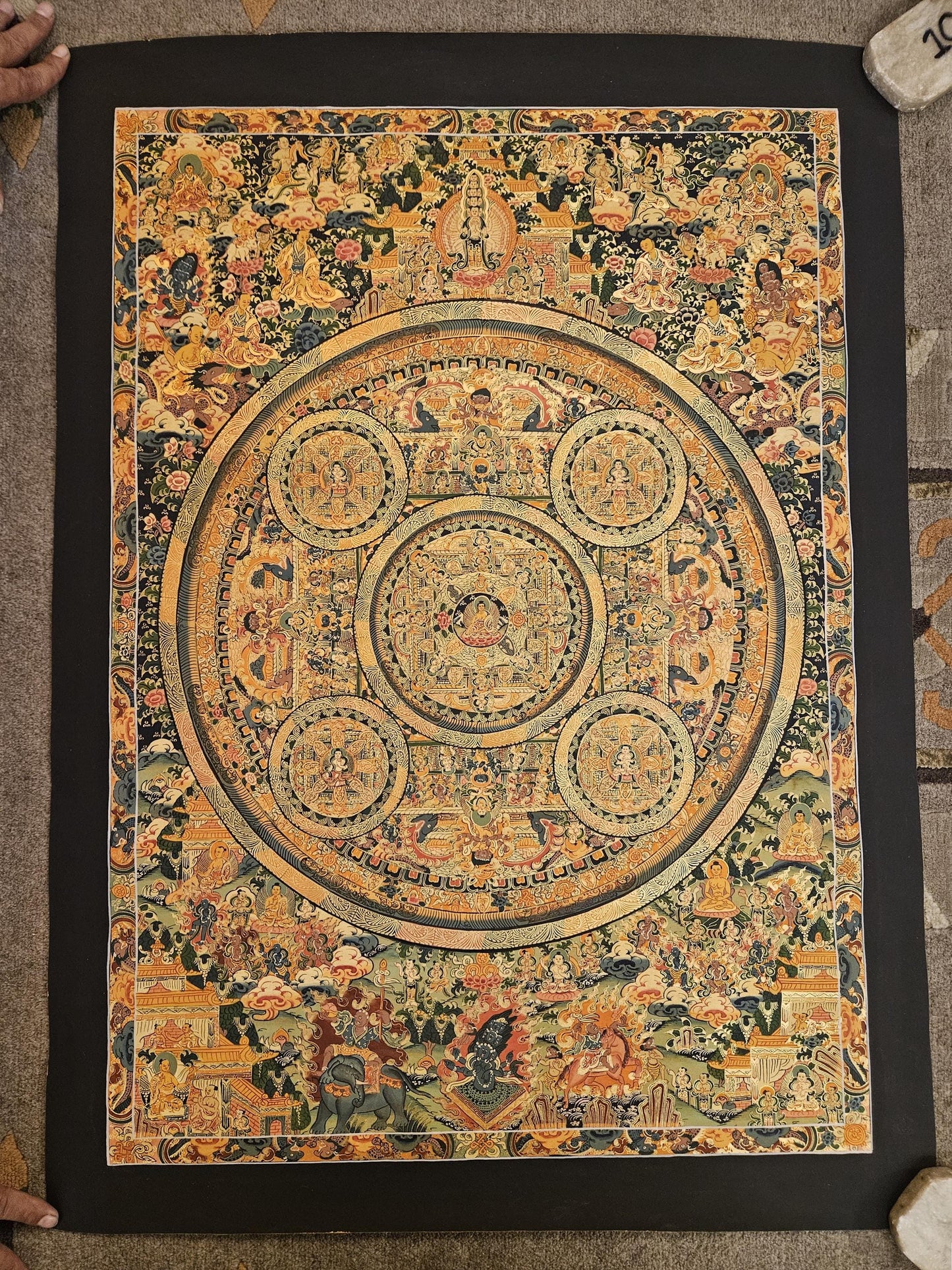 380. Large Buddha Mandala Thangka (Thanka). Free Brocade / Free Shipping.