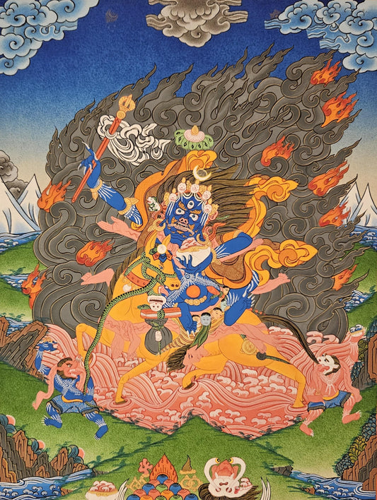 62. PALDEN LHAMO (Shri Devi) Thangka (Thanka).  Free Brocade / Free Shipping.