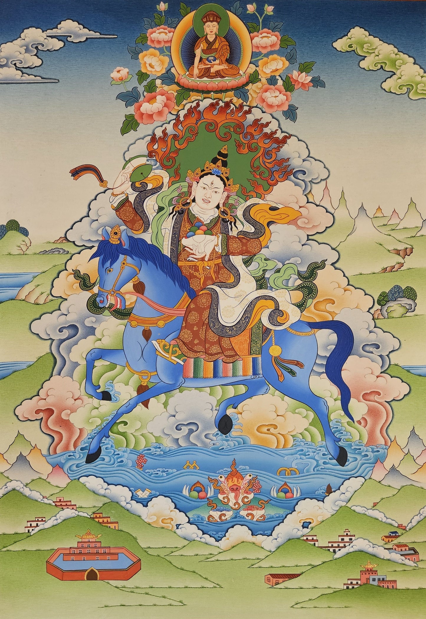 351. Achi Chokyi Drolma Thangka (Thanka).  Free Brocade / Free Shipping.