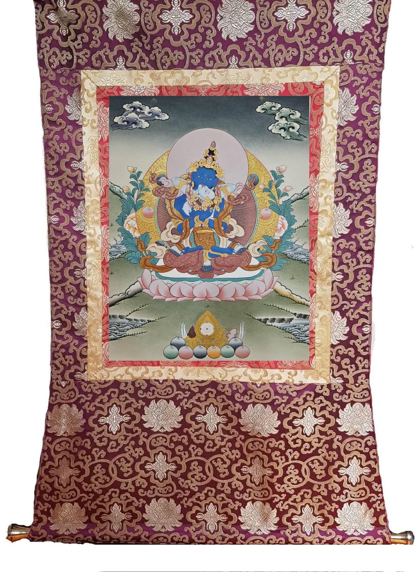 357. Dorje Chang Vajradhara Consort Thangka (Thanka). Free Brocade / Free Shipping.