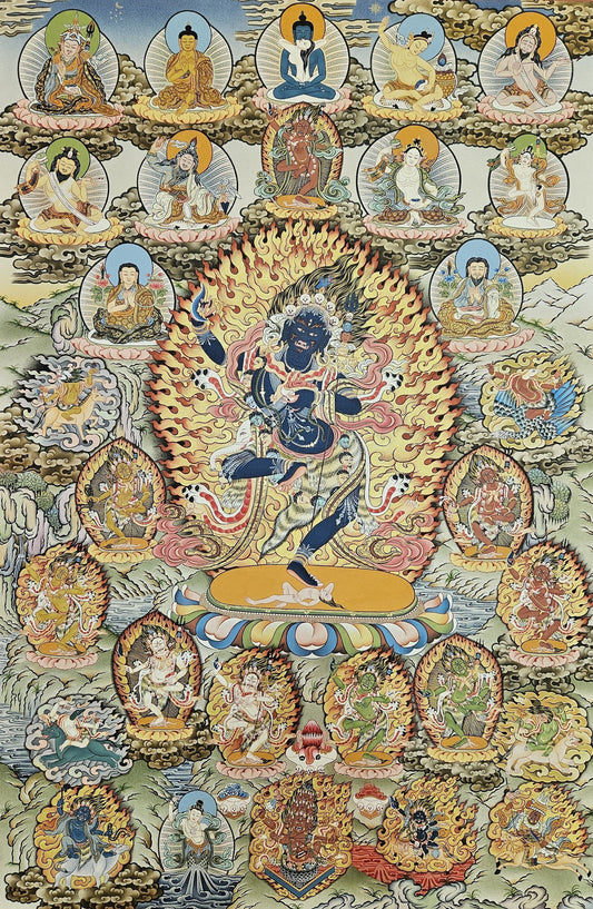241. Troma Nagmo (Krodh Kali), the Black Wrathful Mother Thangka (Thanka). Free Brocade / Free Shipping.