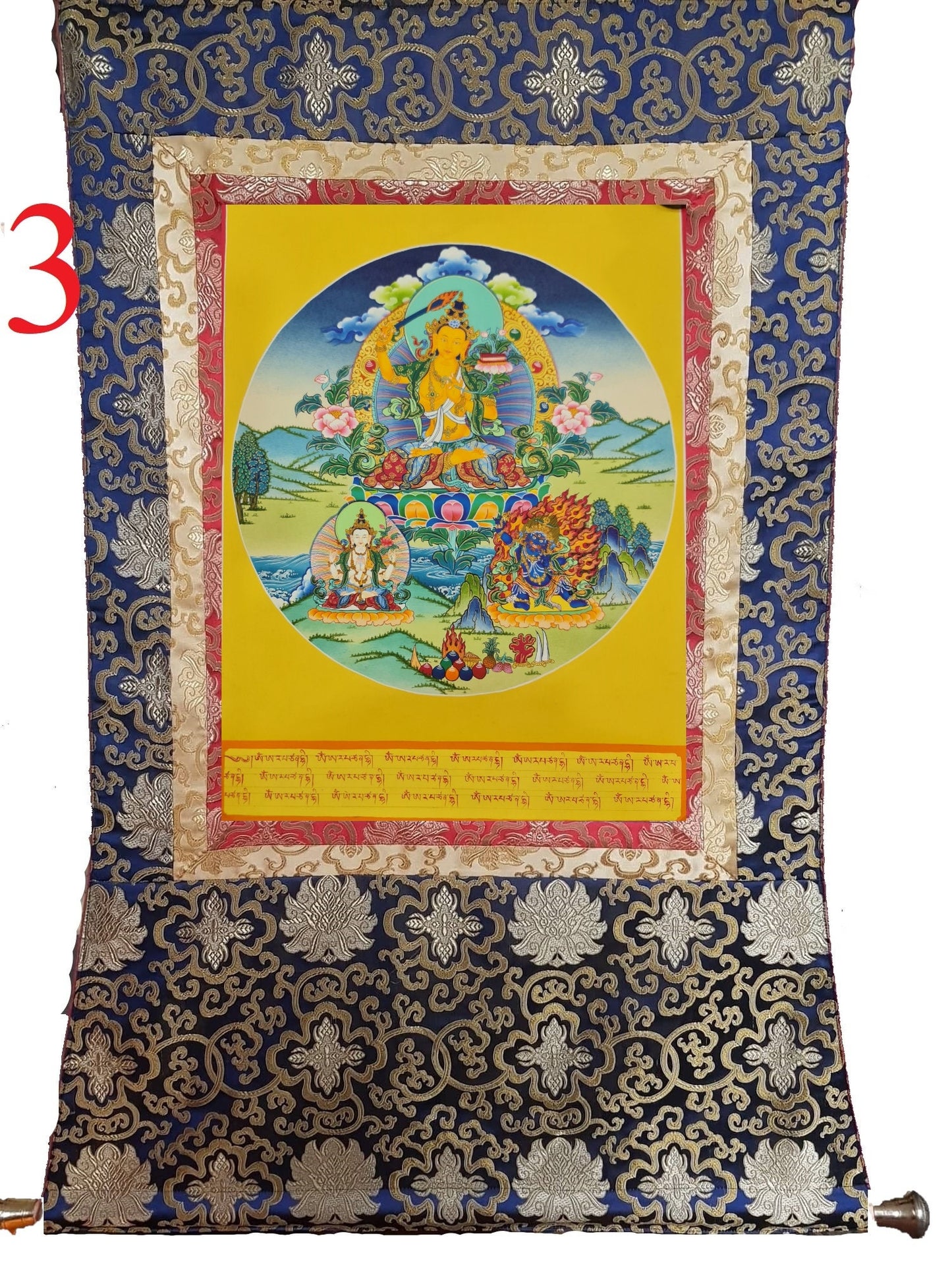 267. Manjushree (Manjushri) Thangka (Thanka). Free Brocade / Free Shipping.