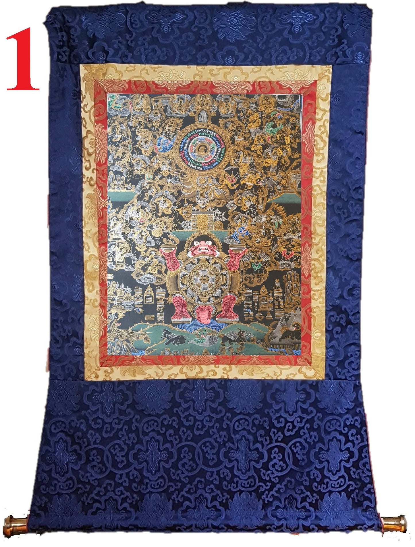 123. Tibetan Calendar Thangka (Thanka). Free Brocade / Free Shipping.