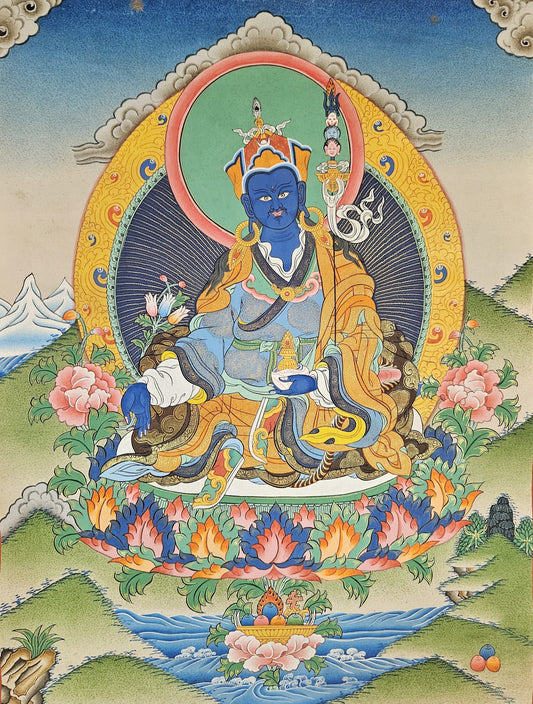 339. Medicine Guru Rinpoche Orgyen Menla Thanka (Thangka). Free Brocade / Free Shipping.