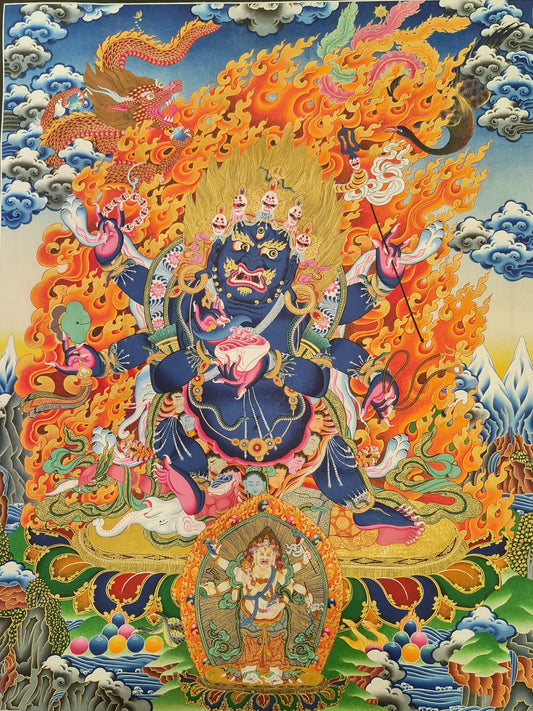 101. 6 Arm Mahakala Thanka (Thangka). Free Brocade / Free Shipping.