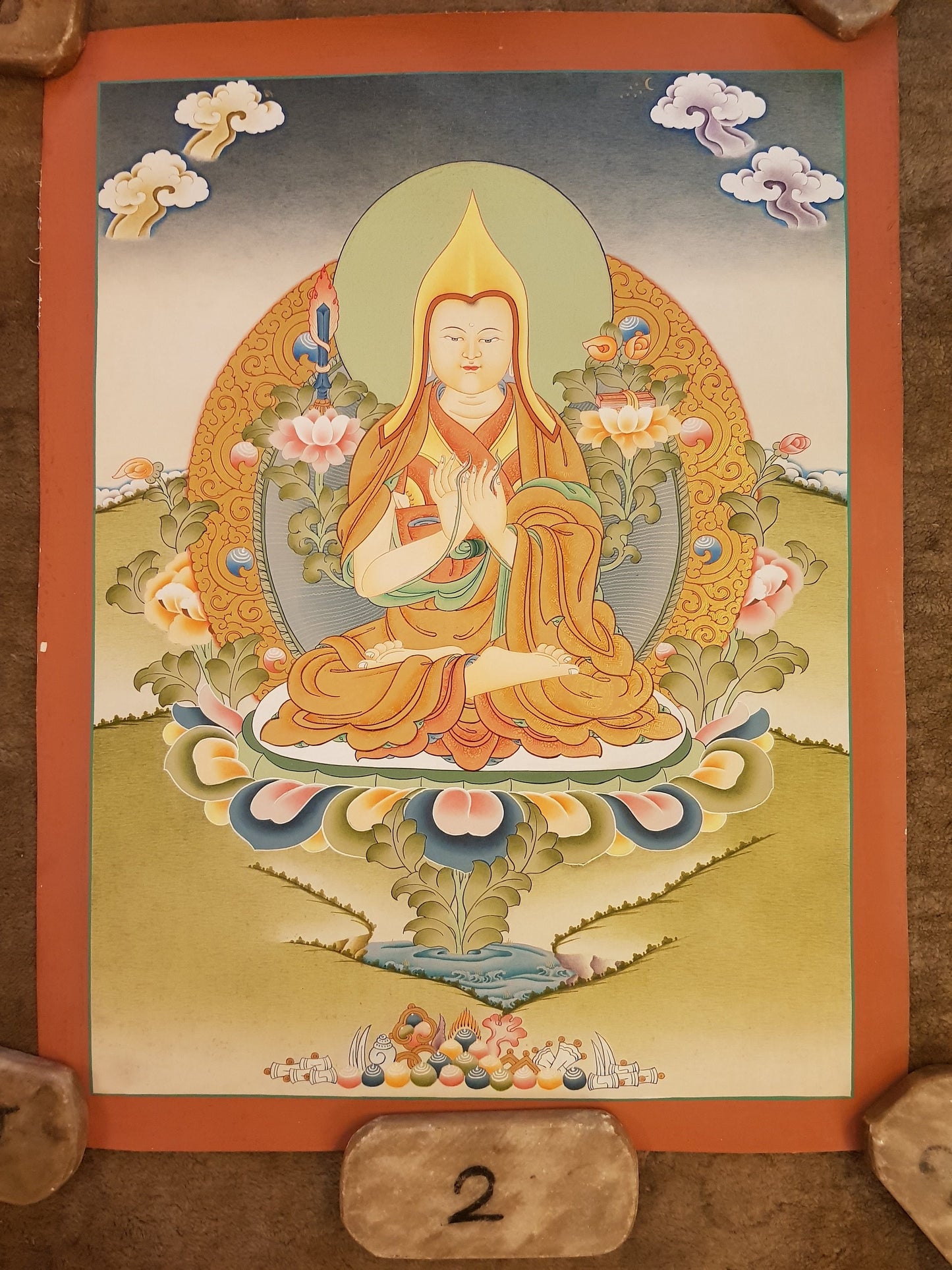 126. Lama Tsongkhapa Thangka (Thanka).  Free Brocade / Free Shipping.