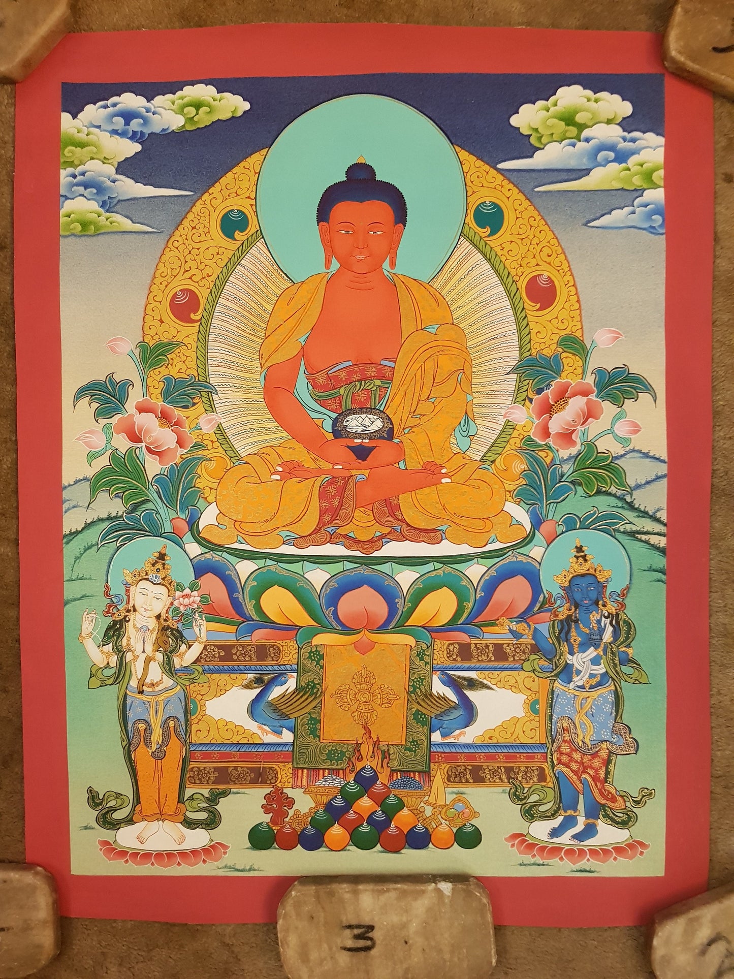 27. Amitabha Buddha Thangka (Thanka). Free Brocade / Free Shipping.