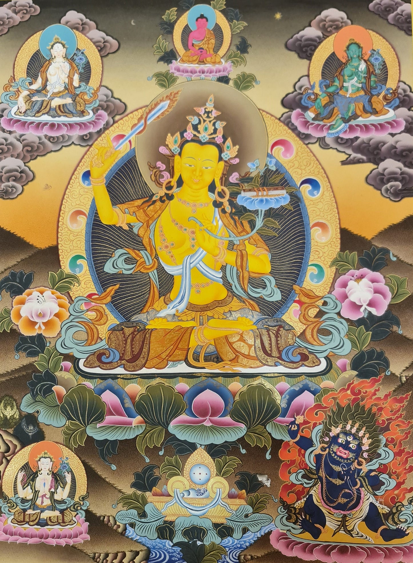 82. Manjushree (Manjushri) Thangka (Thanka). Free Brocade / Free Shipping.