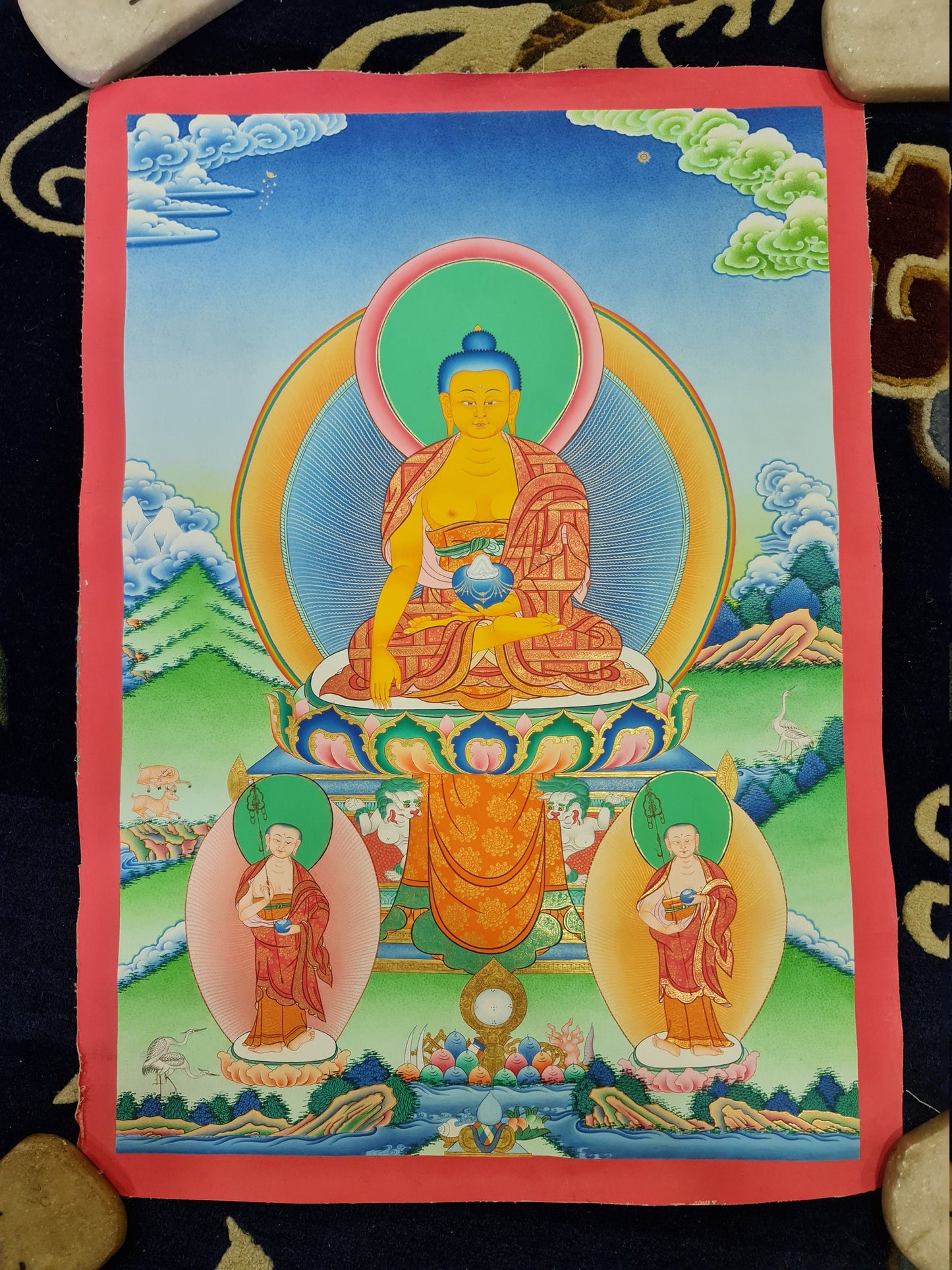 142. Shakyamuni Buddha Thangka (Thanka). Free Brocade / Free Shipping.