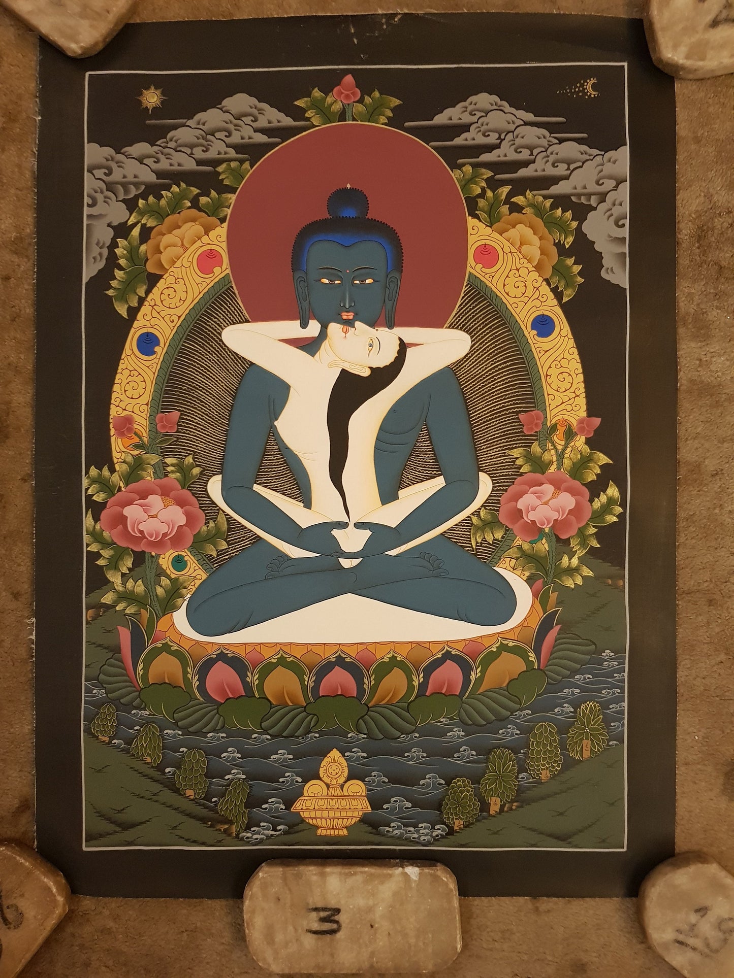 105. Samantabhadra Thangka (Thanka).  Free Brocade / Free Shipping.