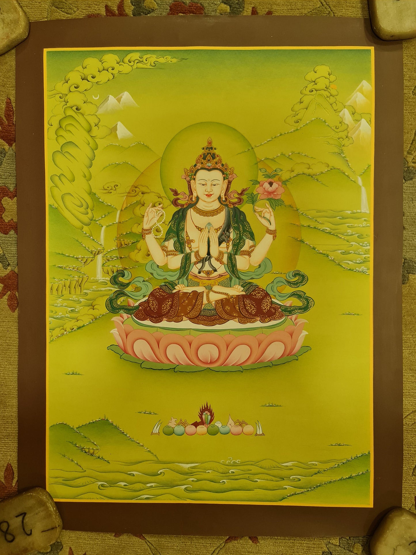 39. Chenrezig Thangka (Thanka). Free Brocade / Free Shipping.
