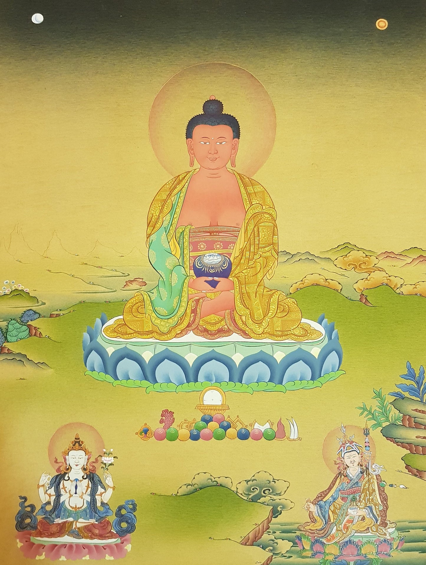 4. Karma Gadri Style Amitabha Buddha Thangka (Thanka). Free Brocade / Free Shipping.