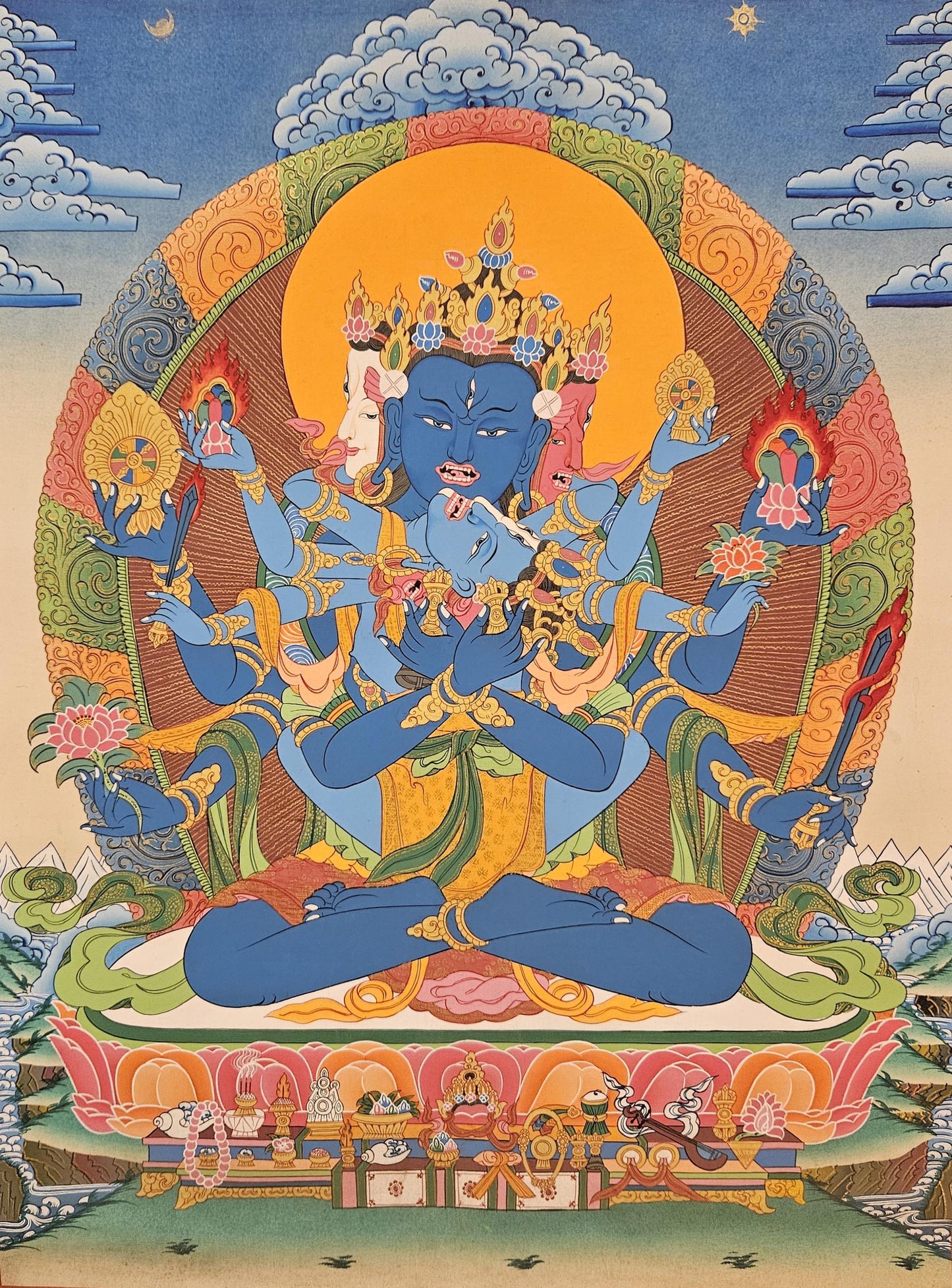 59. Akshobhyavajra Guhyasamaja Thangka (Thanka). Free Brocade / Free Shipping.